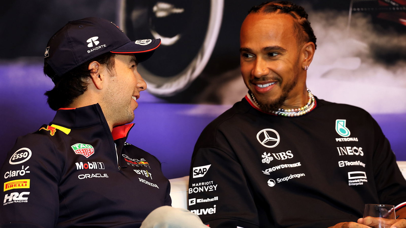 Sergio Perez and Lewis Hamilton 