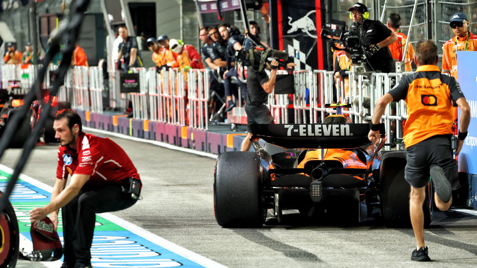 Norris was hit by Leclerc in the pit lane 