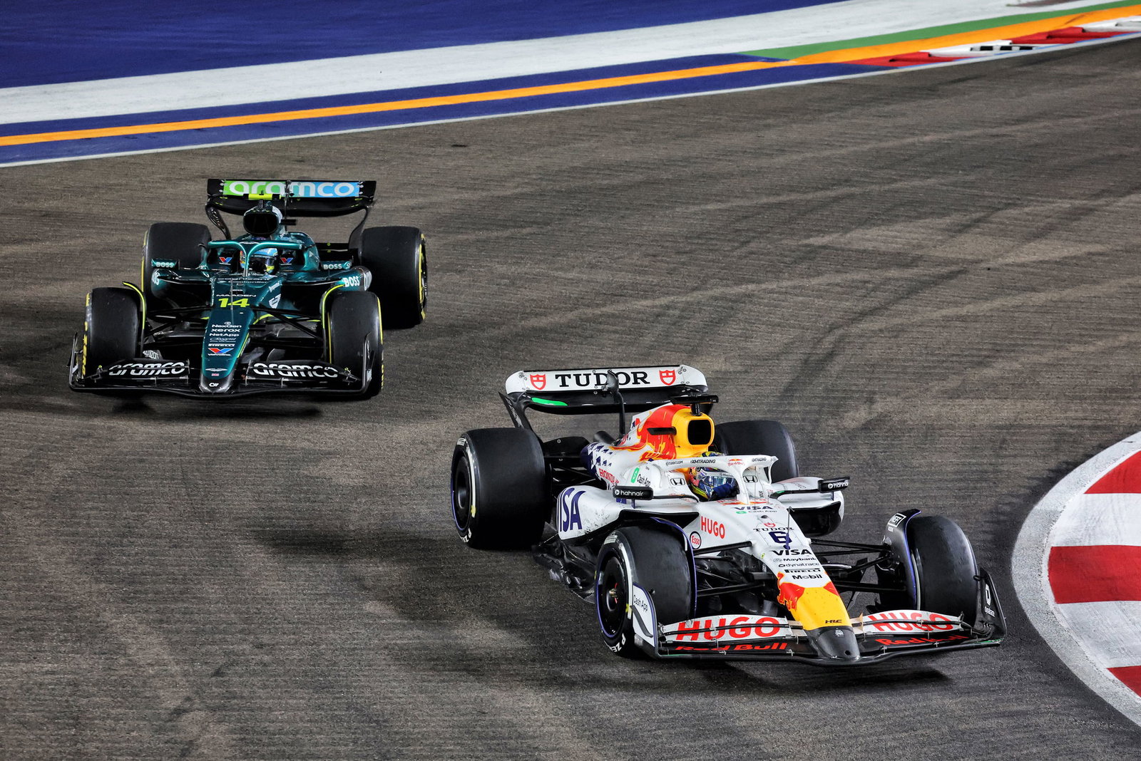 Fernando Alonso behind Isack Hadjar 