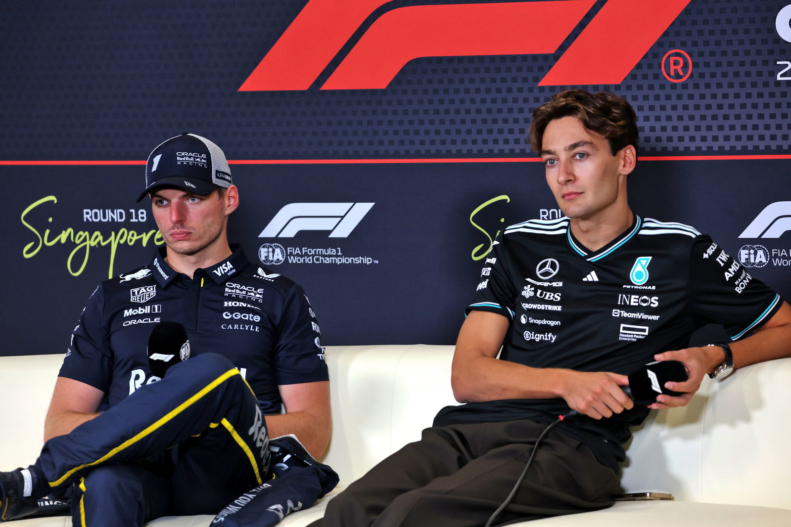 Max Verstappen and George Russell