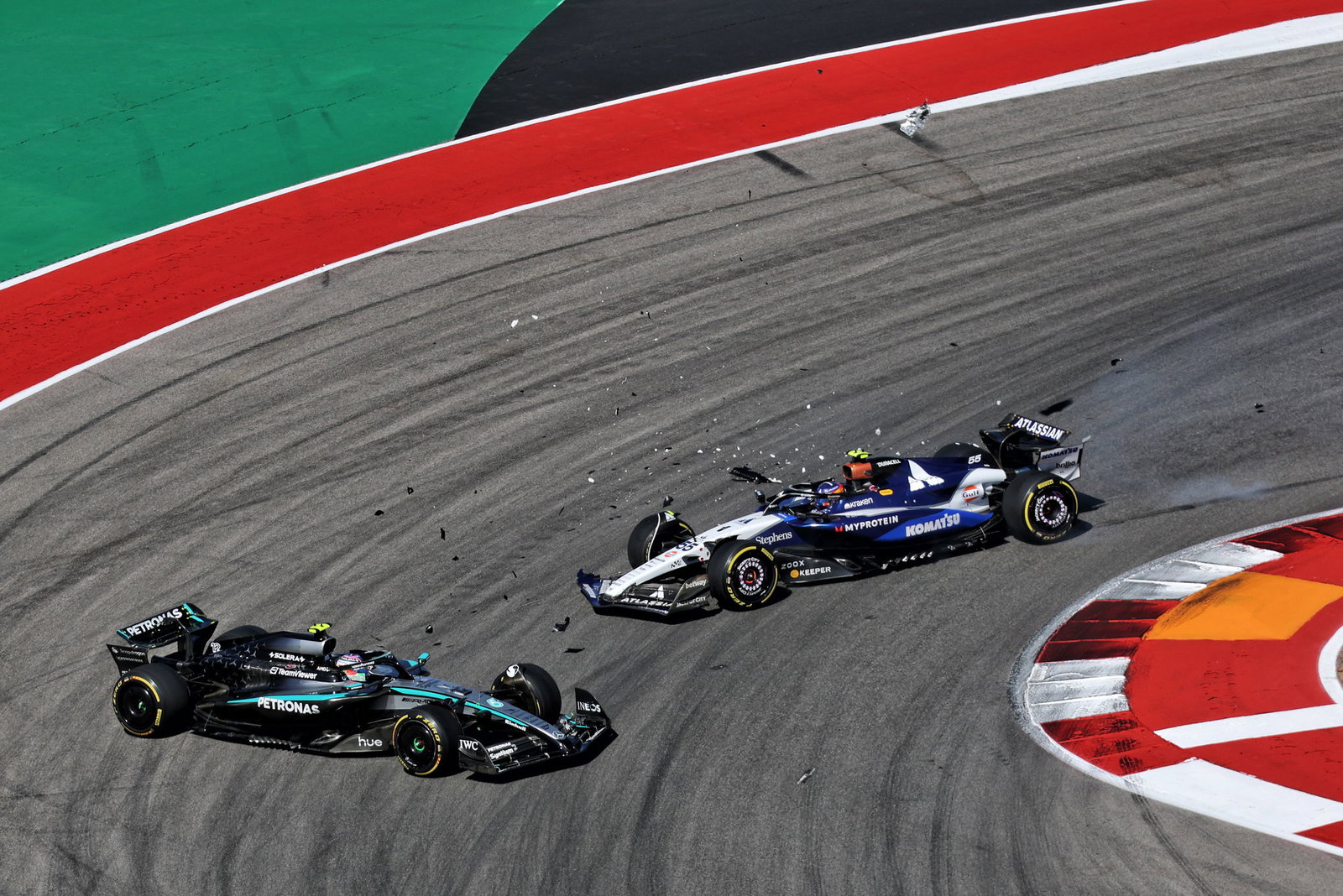 Sainz locked up and ran into Antonelli 