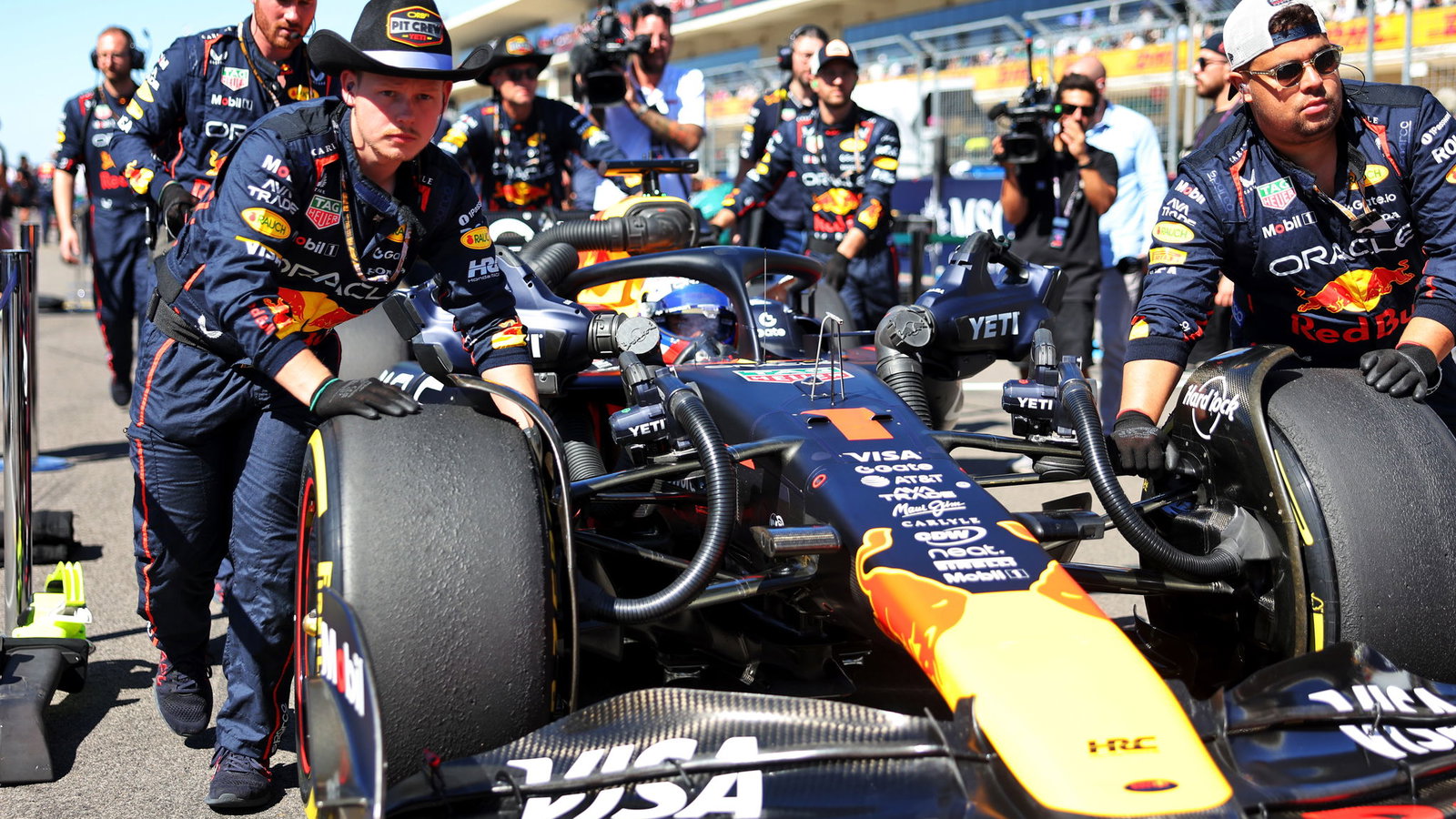 Verstappen wheeled onto the grid ahead of the US GP