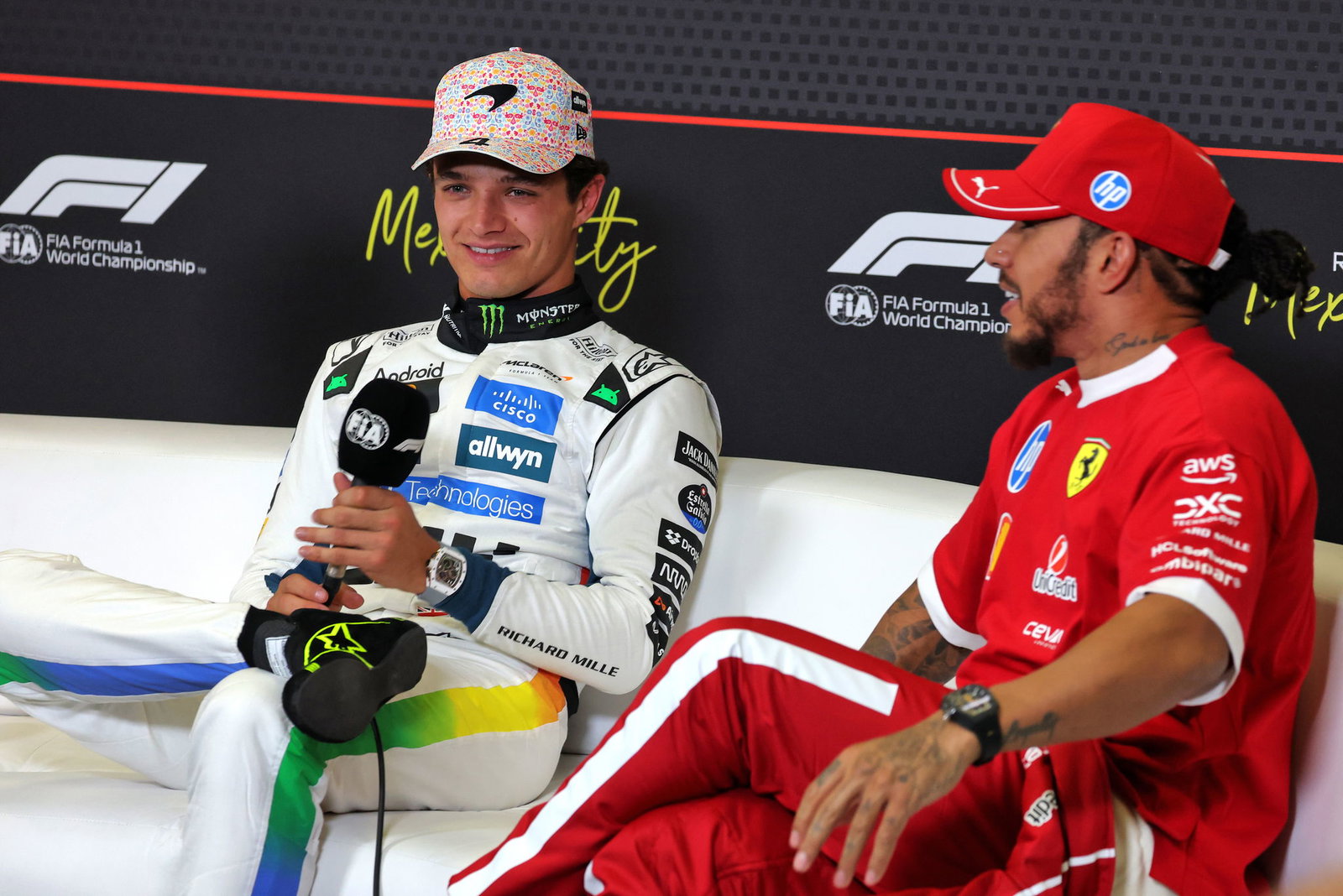 Norris will start Sunday's race ahead of the two Ferraris