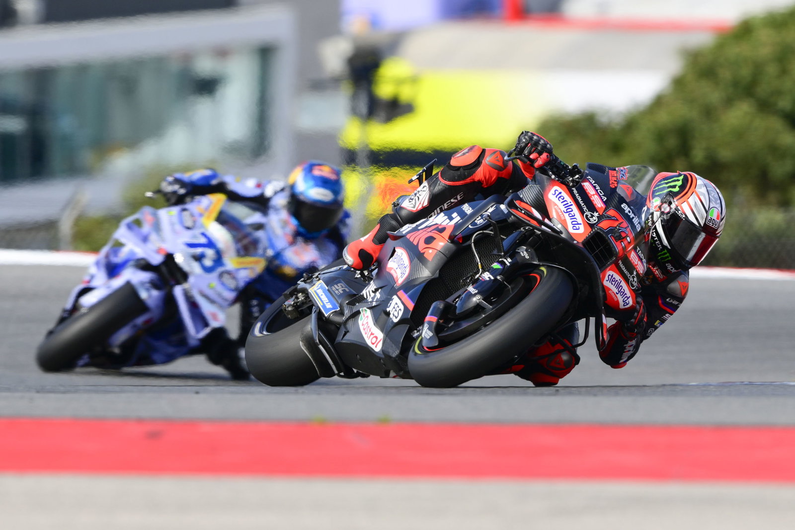 Marco Bezzecchi leads Alex Marquez, 2025 MotoGP Portuguese Grand Prix. Credit: Gold and Goose.