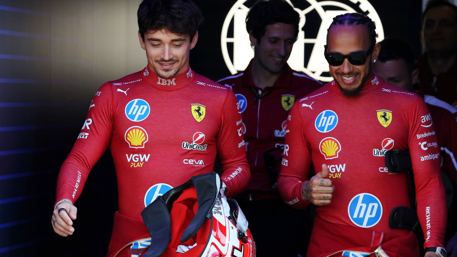 Charles Leclerc and Lewis Hamilton 
