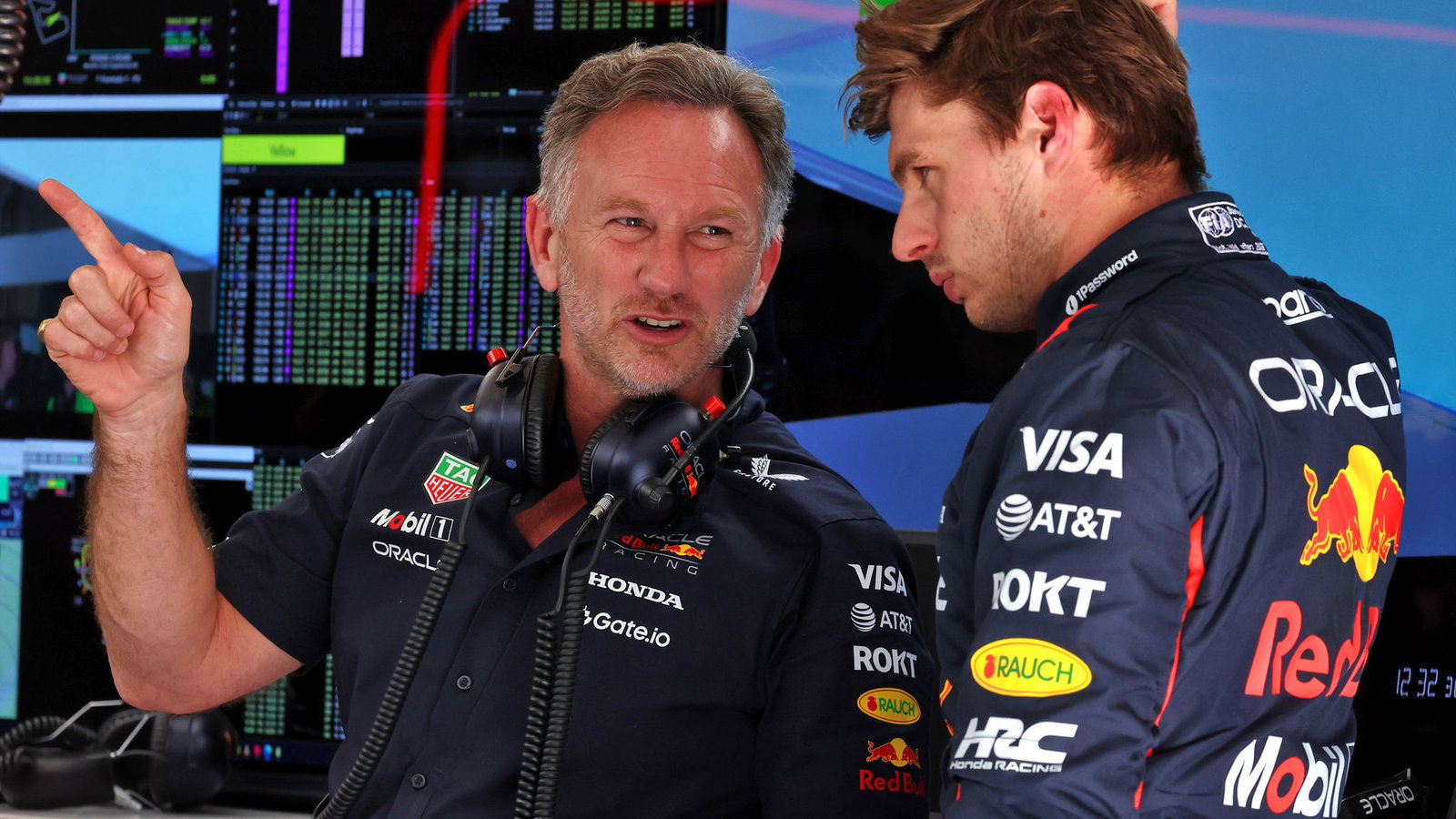 Christian Horner and Max Verstappen 