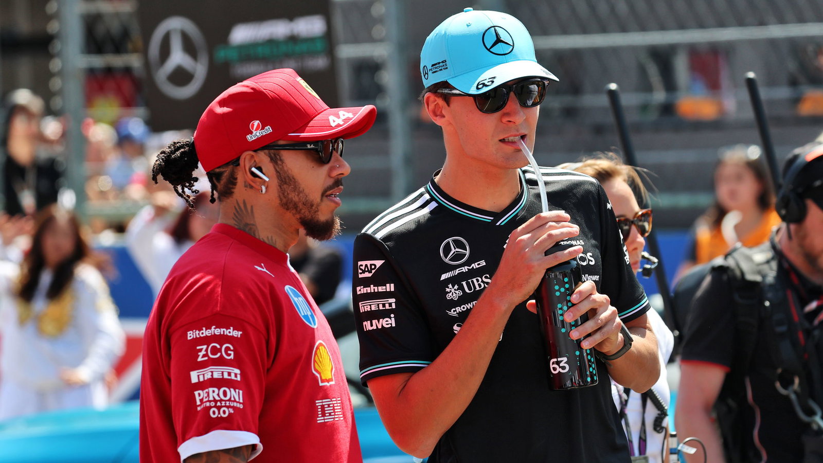 Lewis Hamilton and George Russell 