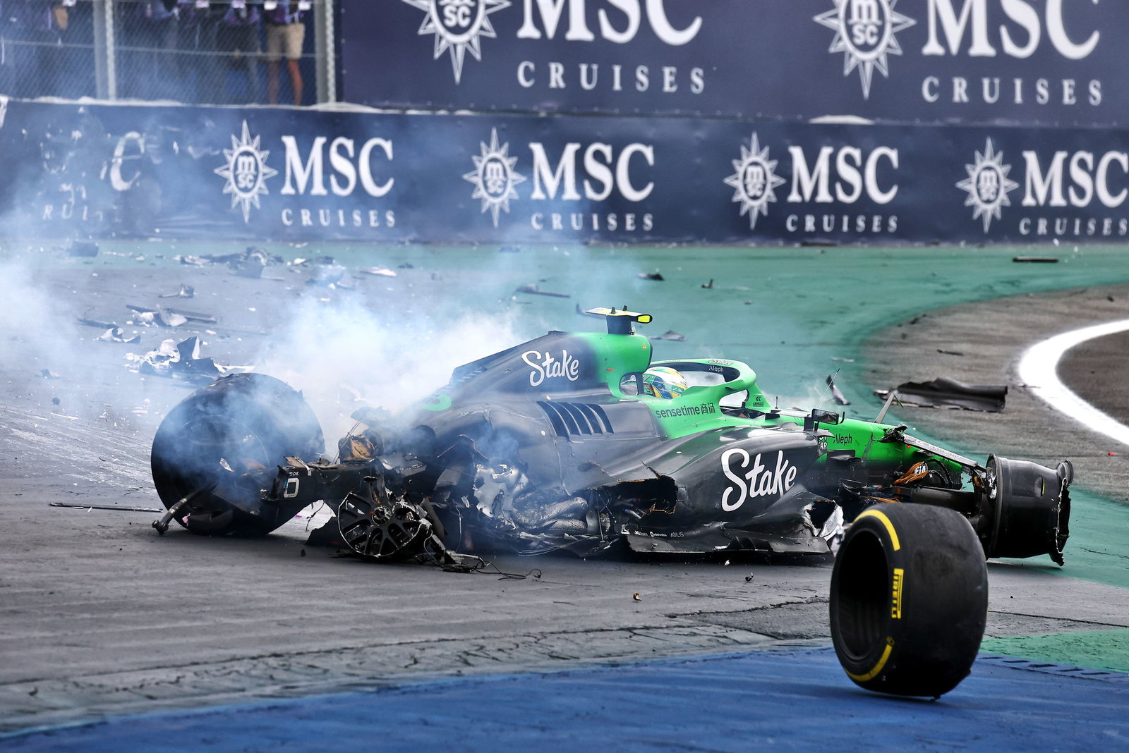 Bortoleto was unhurt in his huge sprint crash