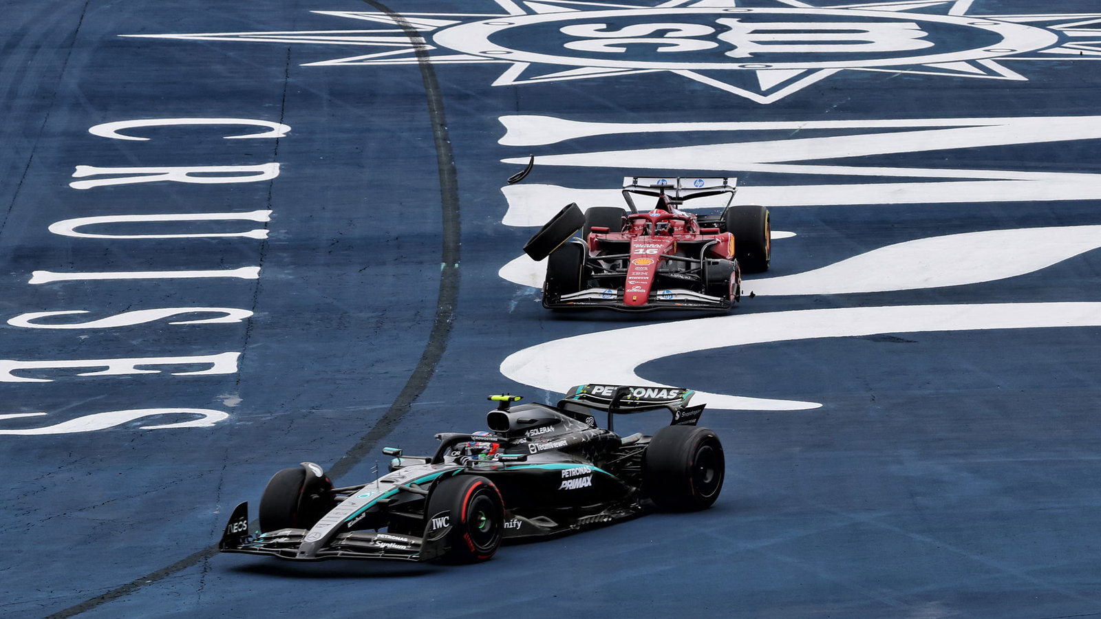 Leclerc was taken out while running third