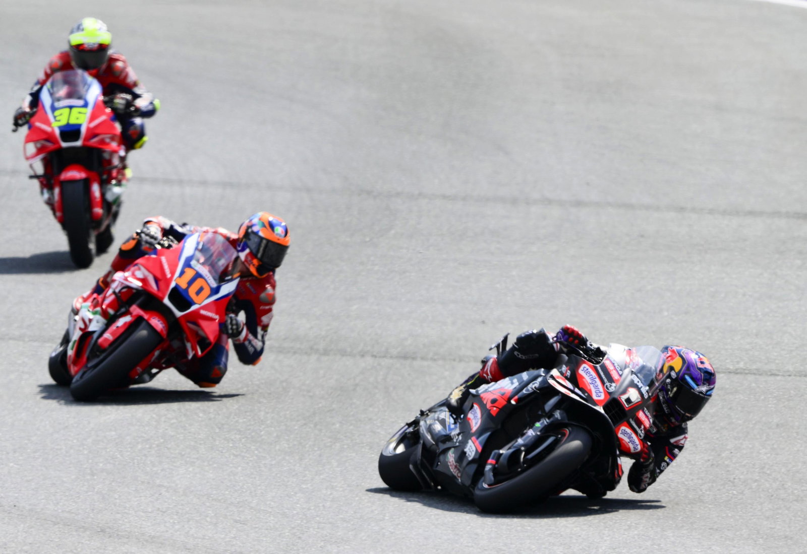 Jorge Martin leads HRC riders Luca Marini and Joan Mir