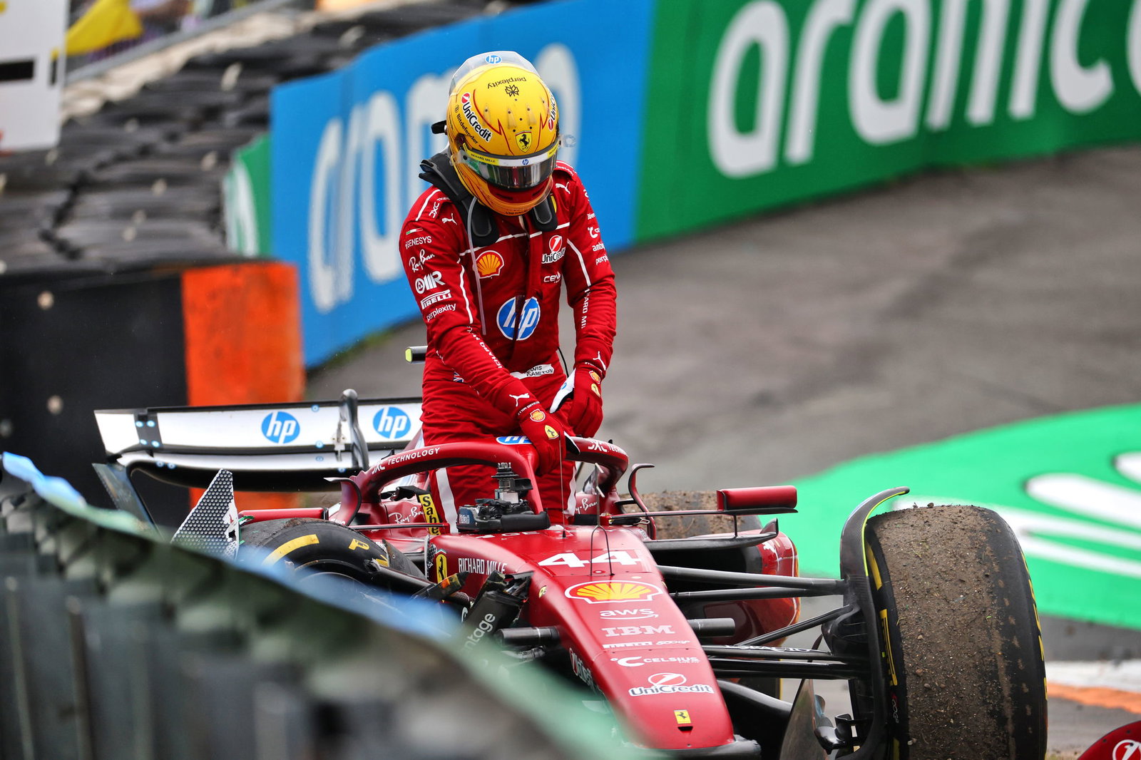 Lewis Hamilton crashed at the Dutch GP 