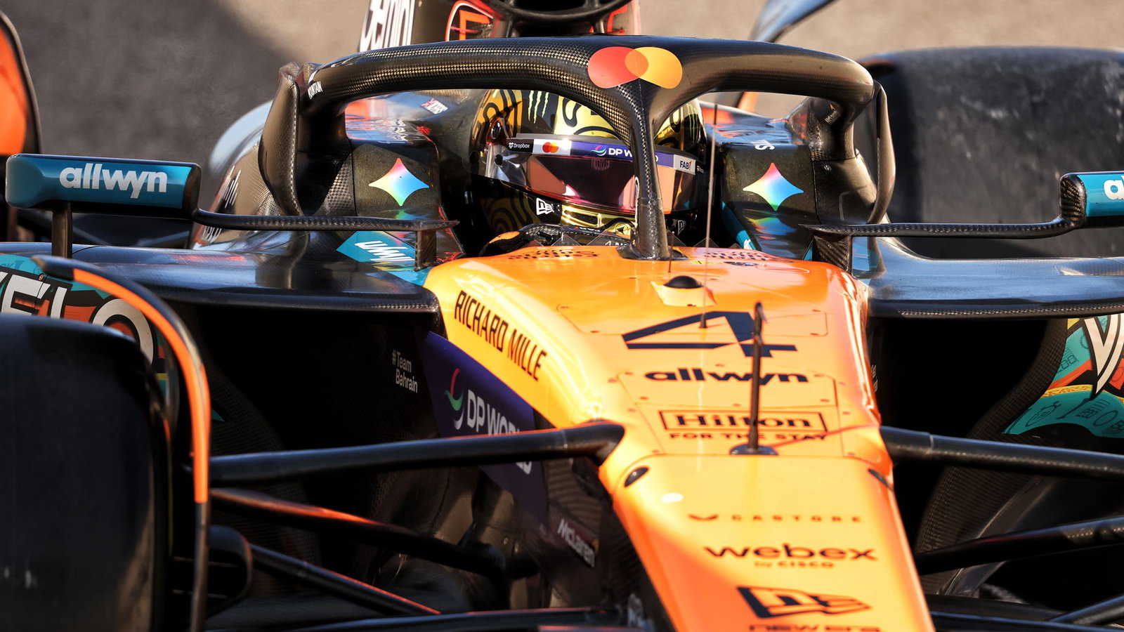 Norris had a new gold helmet after winning the F1 title