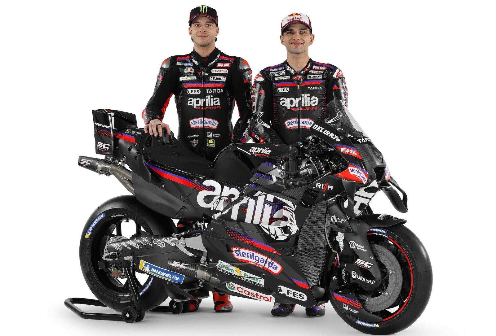 Jorge Martin, Marco Bezzecchi with 2026 Aprilia MotoGP livery.