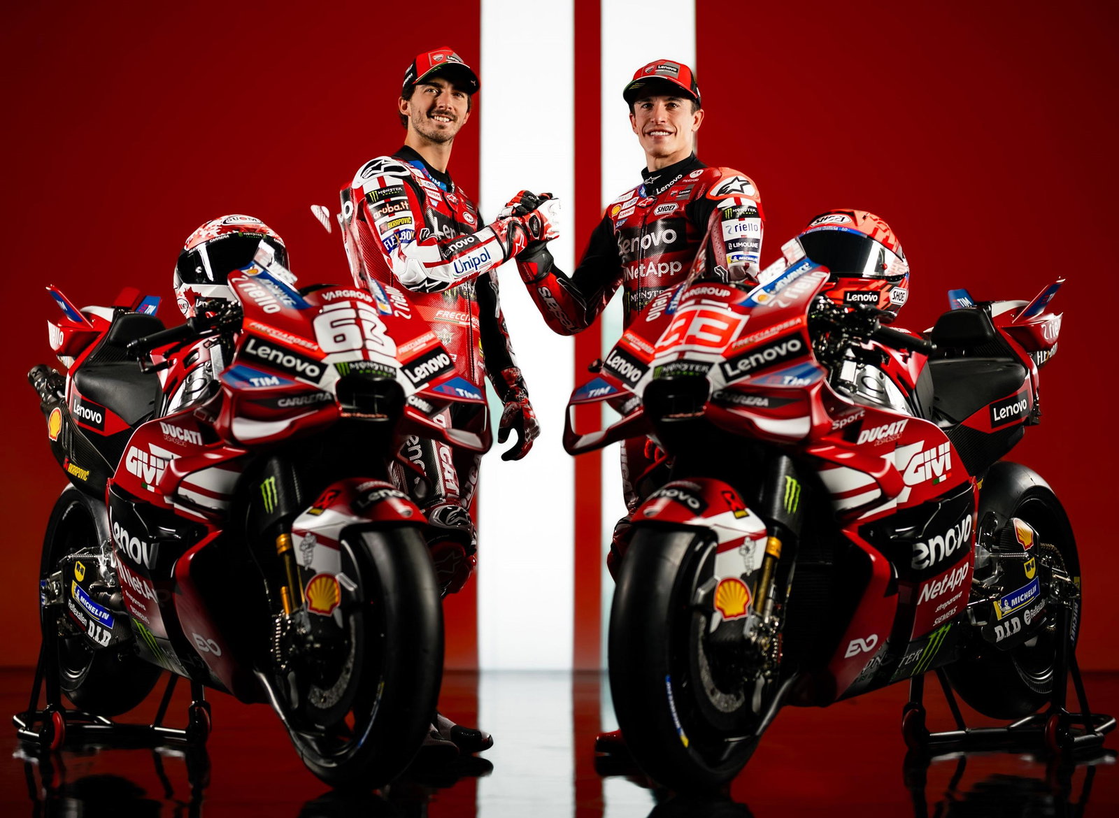 Francesco Bagnaia, Marc Marquez, 2026 Ducati MotoGP livery