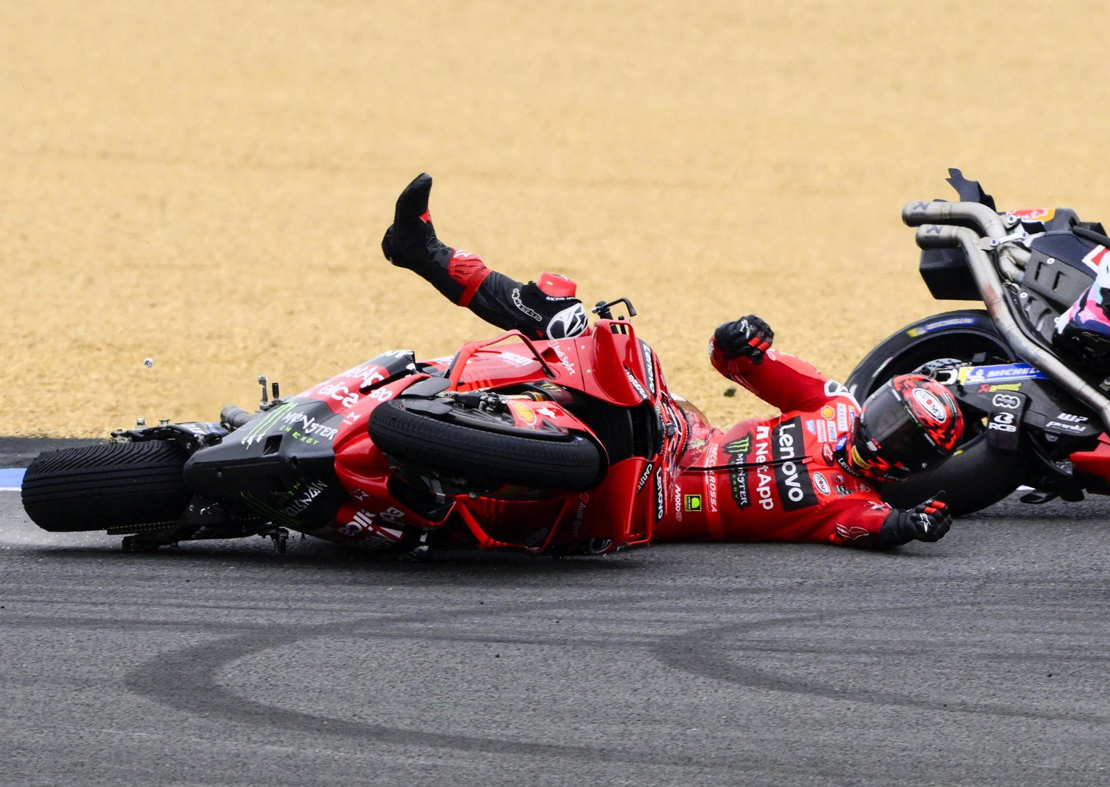 Francesco Bagnaia, crash, 2025 French MotoGP.