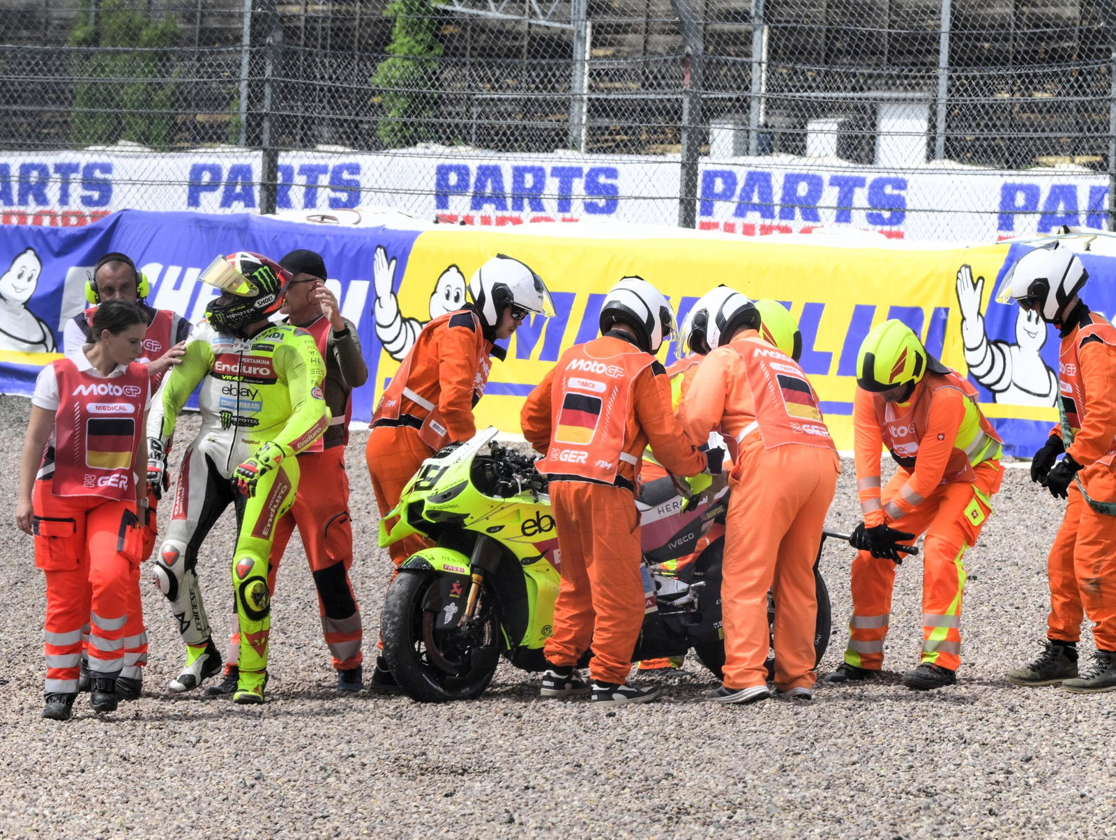 Fabio di Giannantonio crash, Turn 1, 2025 German MotoGP