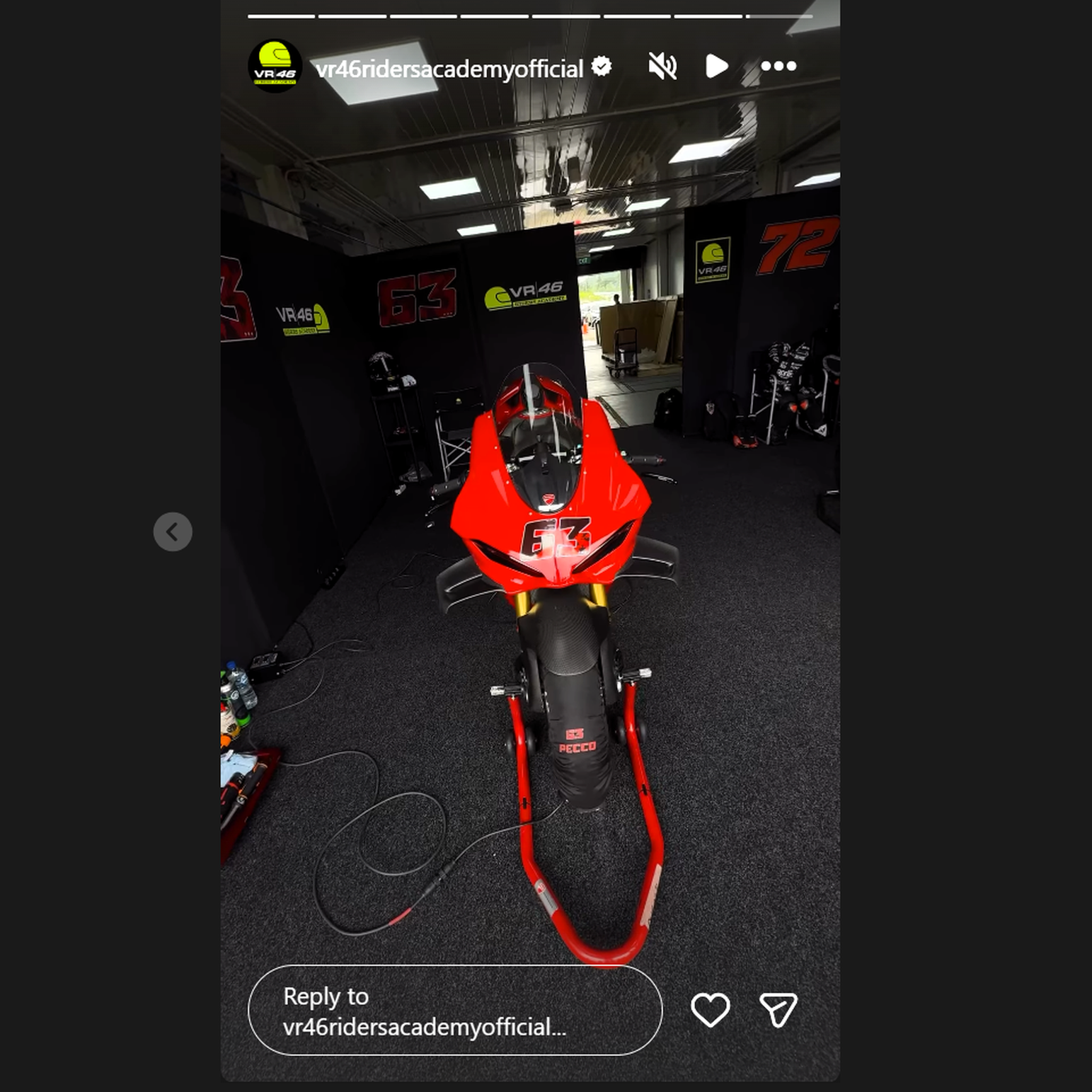Francesco Bagnaia's Panigale ready for VR46's Mandalika training trip (@VR46RidersAcademyOfficial)