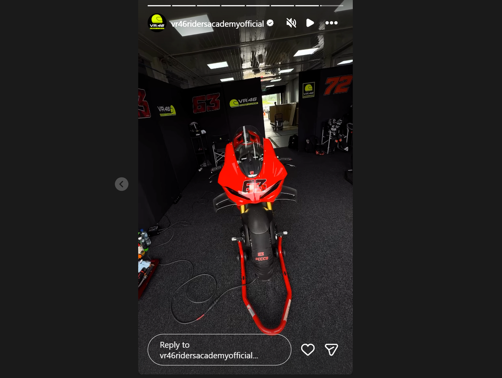 Francesco Bagnaia's Panigale ready for VR46's Mandalika training trip (@VR46RidersAcademyOfficial)