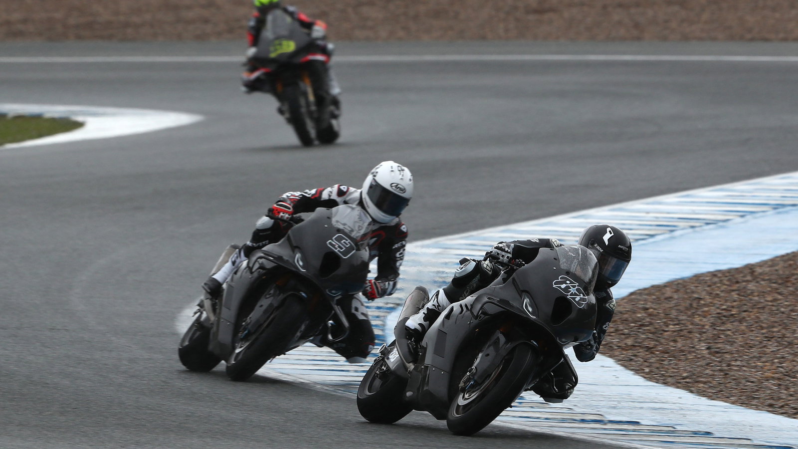 Miguel Oliveira, Danilo Petrucci, and Alvaro Bautista, January 2026 Jerez WorldSBK Test. Credit: Gold and Goose.