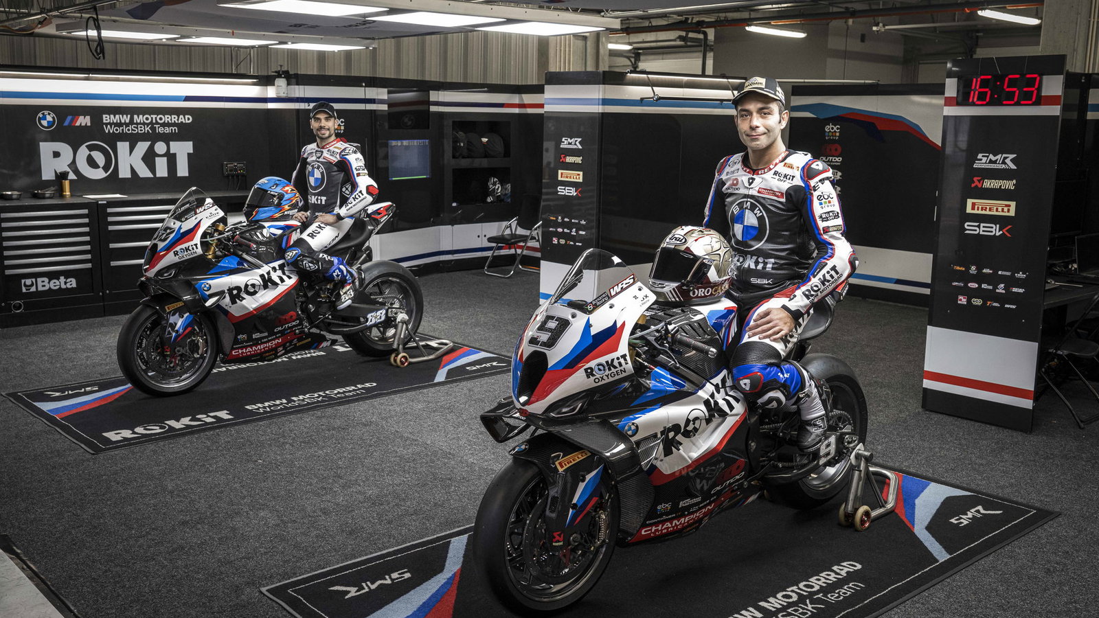 Danilo Petrucci, Miguel Oliveira on 2026 BMW WorldSBK bikes. Credit: BMW.