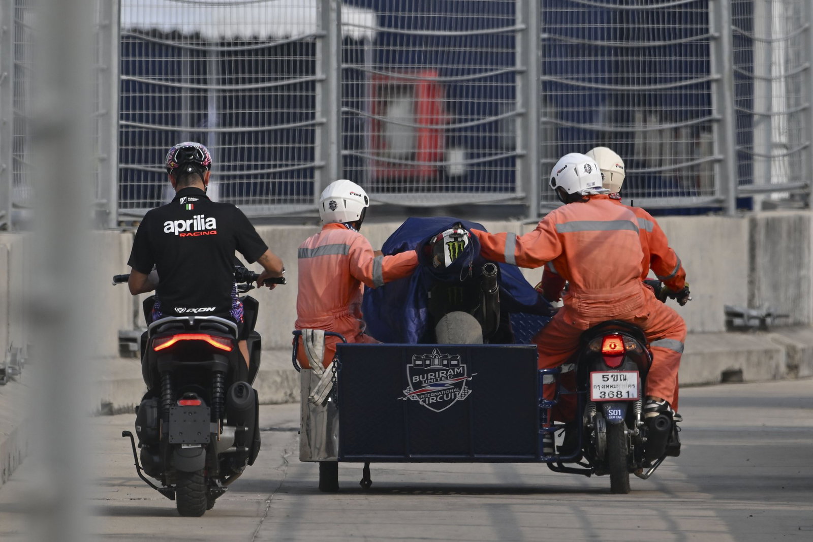 Marc Marquez's damaged Ducati after a crash in testing