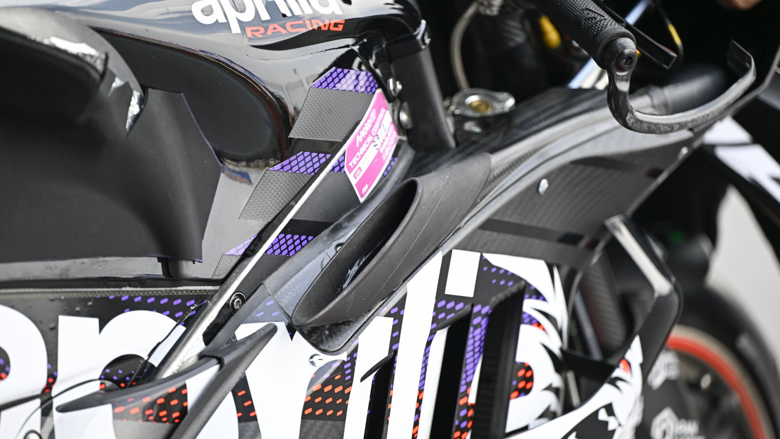 Exhaust outlet for inner air channel on 2026 Aprilia RS-GP. Credit: Gold and Goose.