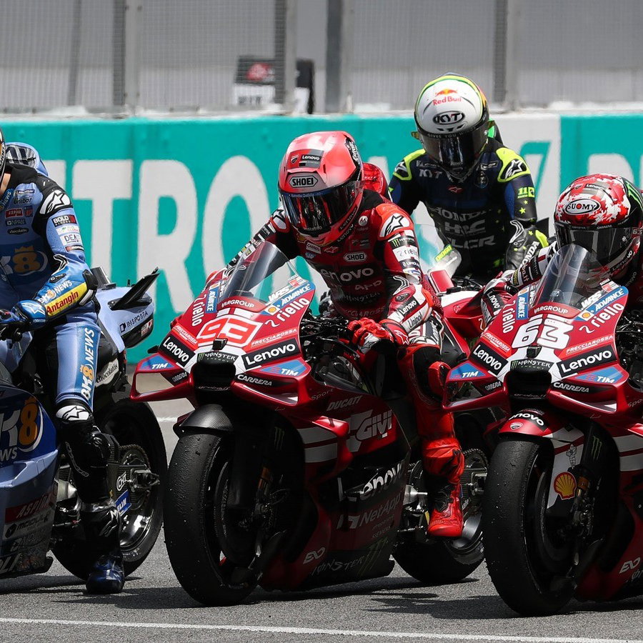 Alex Marquez, Marc Marquez, Francesco Bagnaia, practice starts, 2026 Sepang MotoGP Test (Gold&Goose).