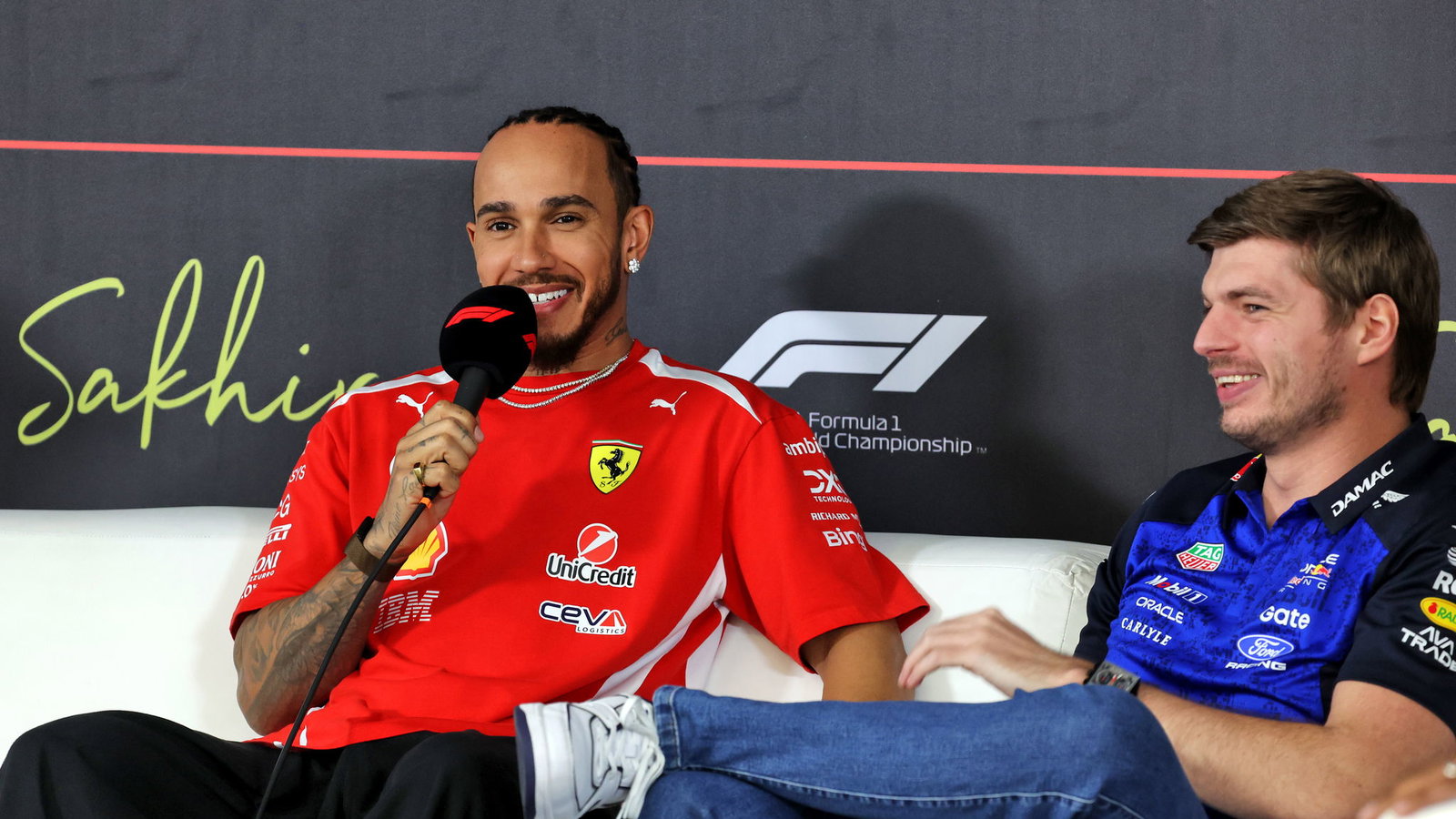 Lewis Hamilton speaking during pre-season testing