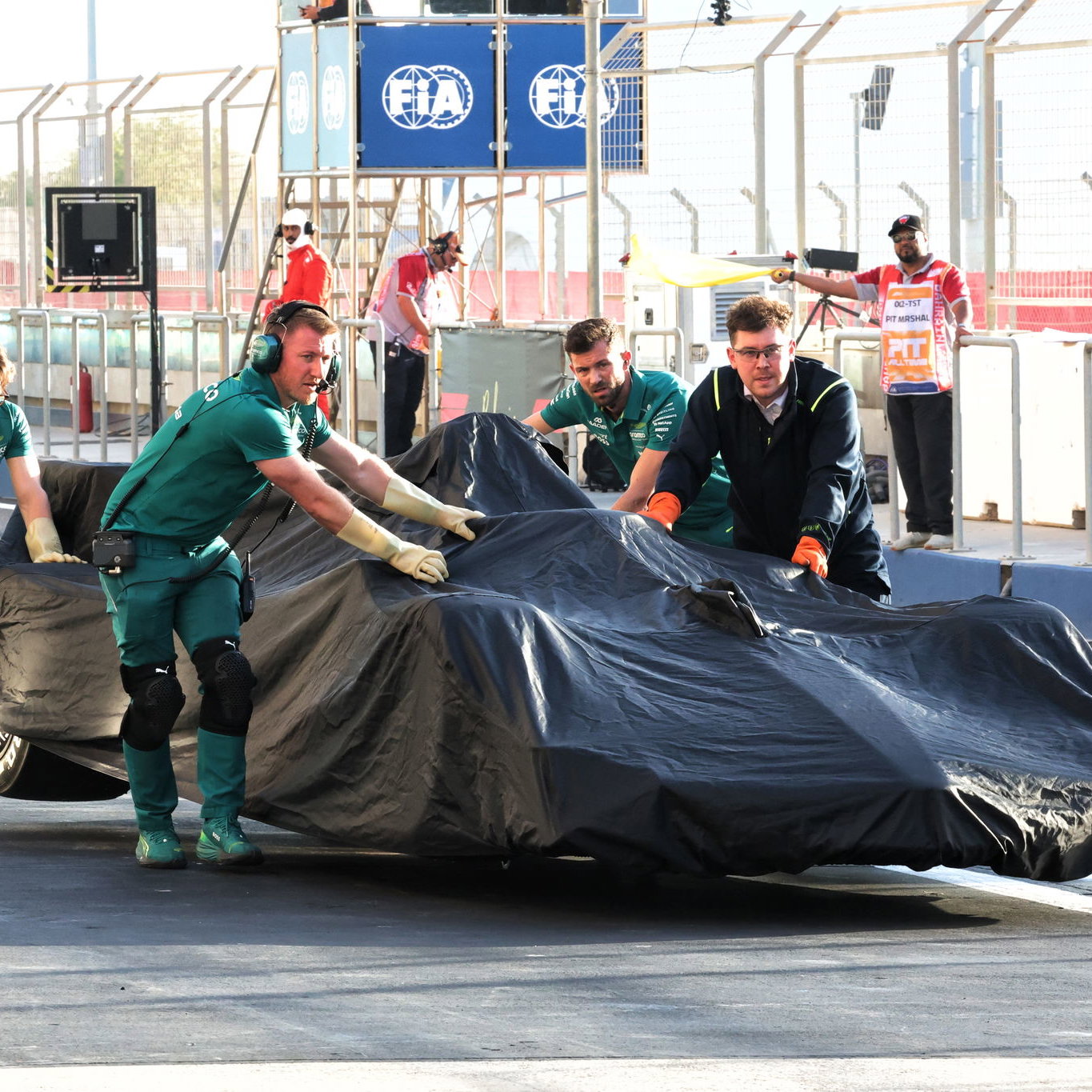 Fernando Alonso's Aston Martin is recovered