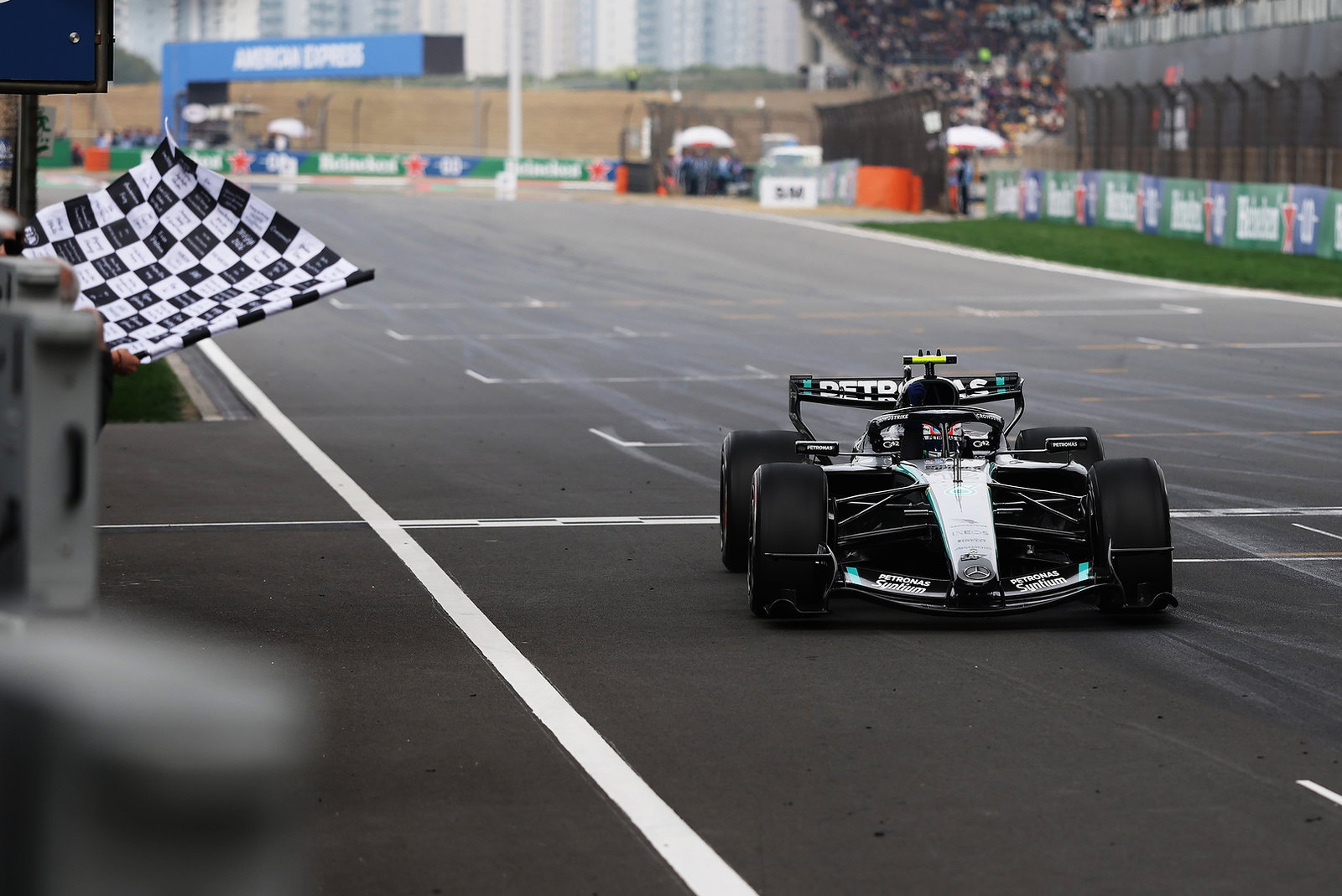 Antonelli finished five seconds clear of Mercedes team-mate Russell