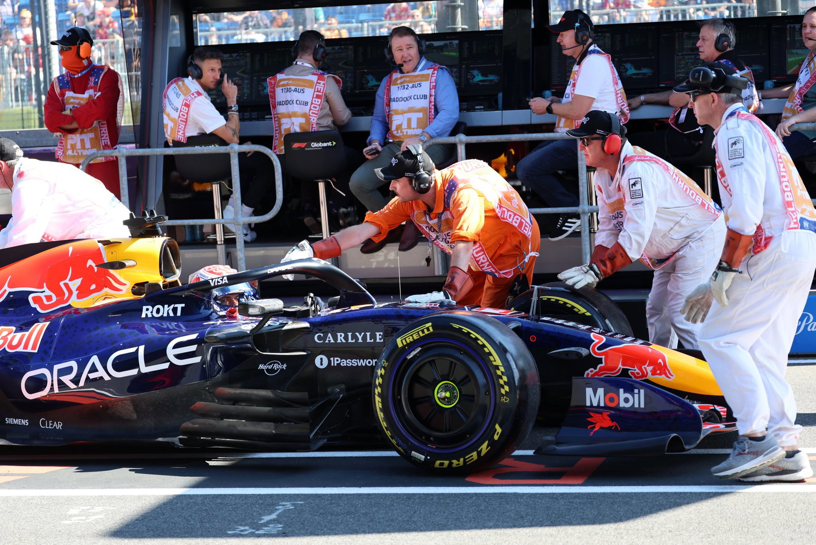 Verstappen got stuck in the pit lane