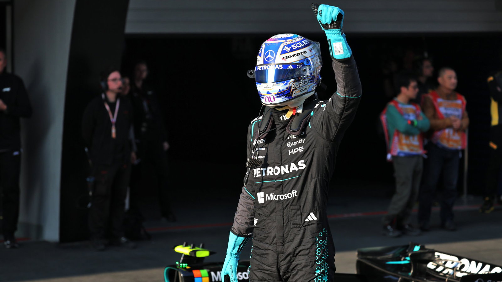 Russell celebrates his first-ever F1 sprint pole