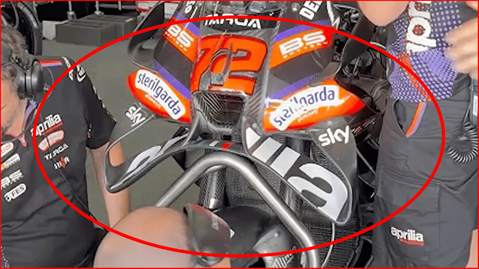 Aprilia screen wings on Marco Bezzecchi's Aprilia RS-GP at 2026 Jerez test. Credit: Instagram/Sky Sport MotoGP.