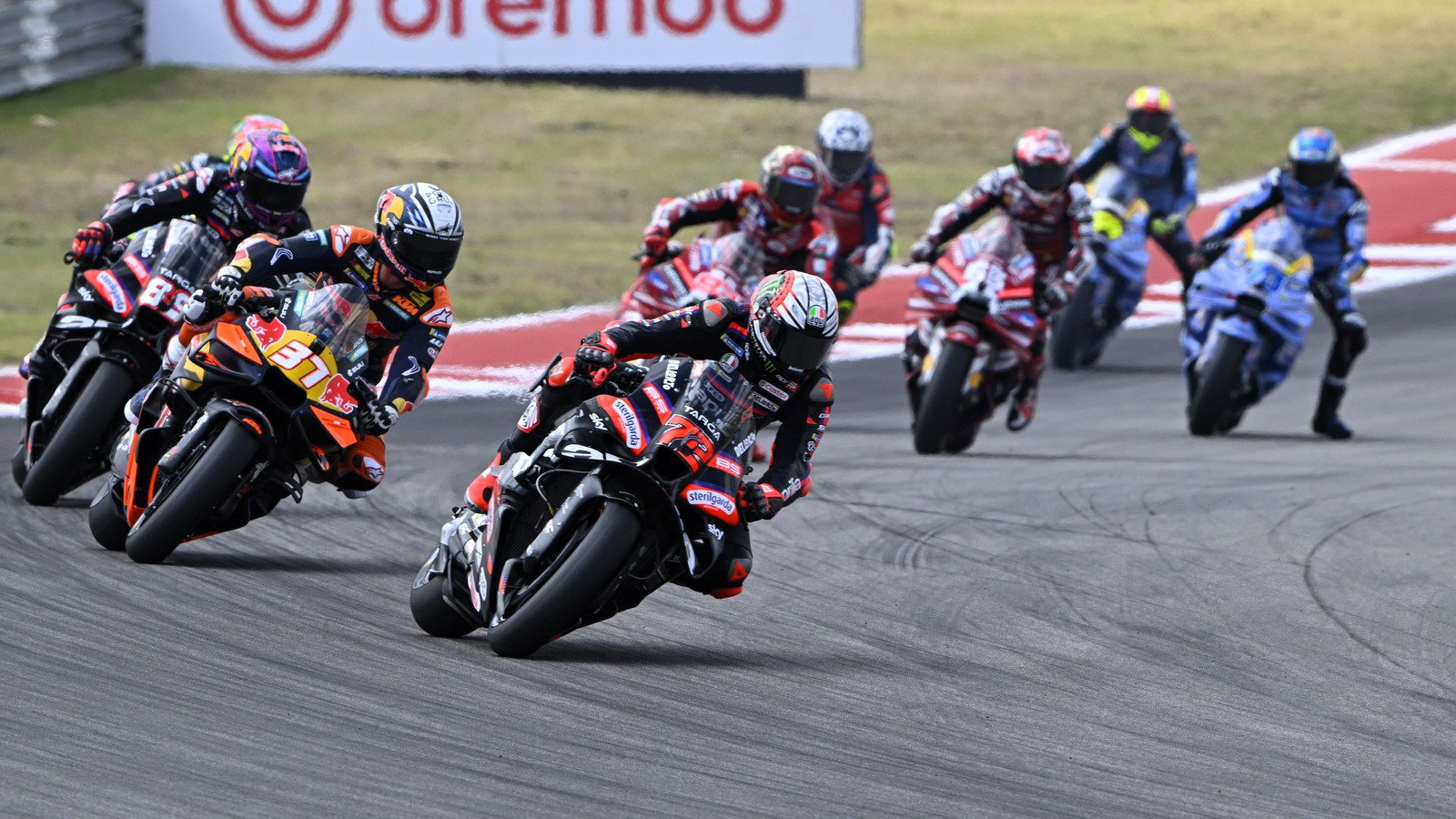 Marco Bezzecchi leads, 2026 US MotoGP.