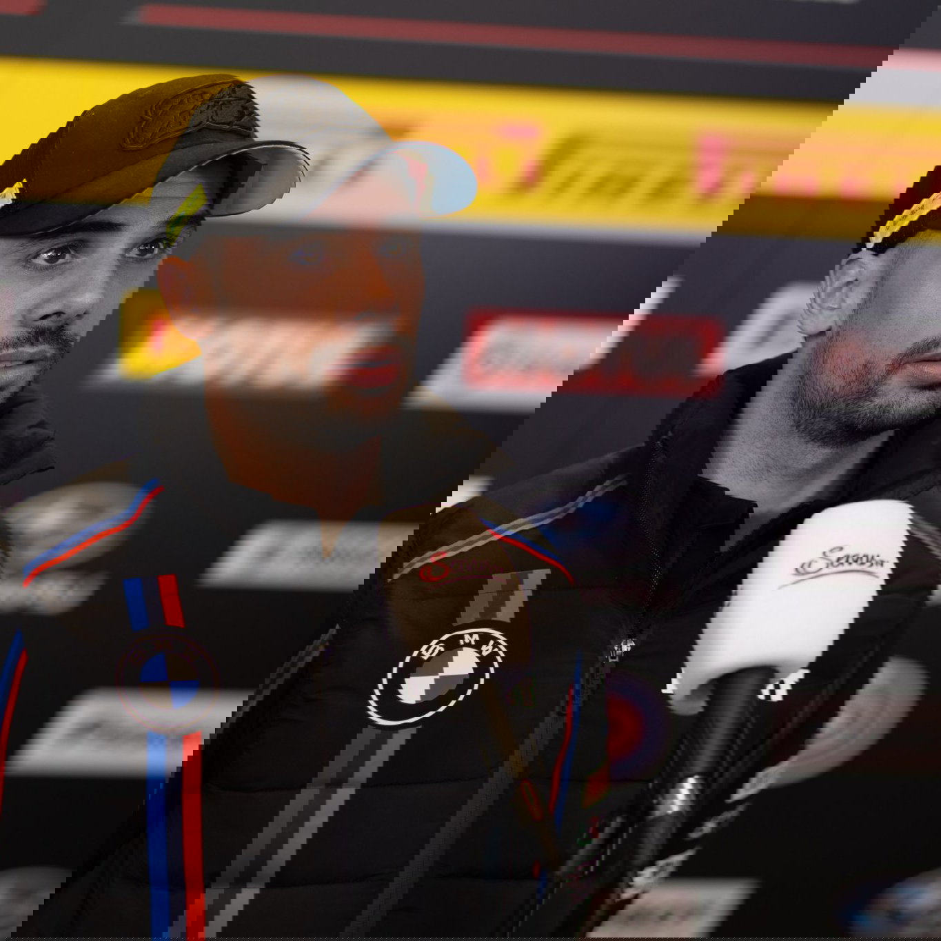 Miguel Oliveira speaking to German TV on Thursday at the 2026 Dutch WorldSBK. Credit: Gold and Goose.