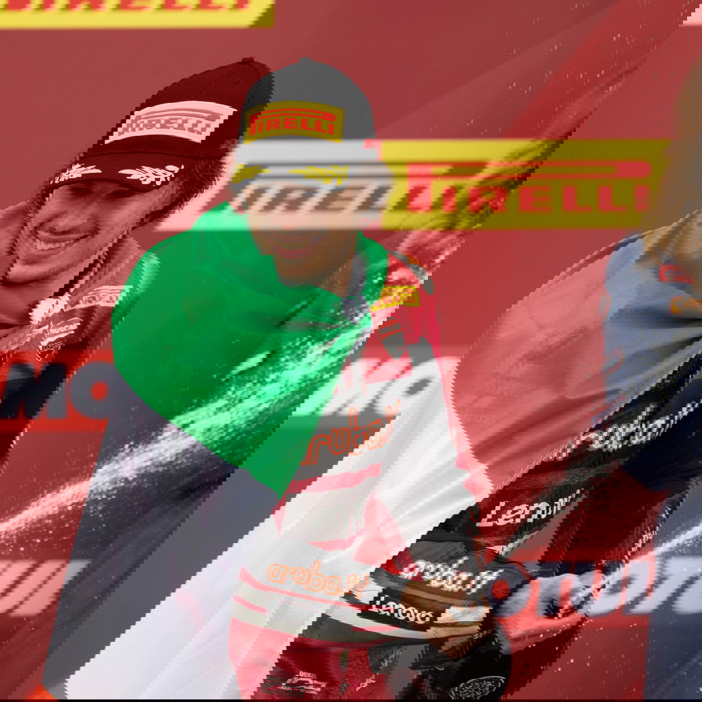 Nicolo Bulega, 2026 Dutch WorldSBK, podium. Credit: Gold and Goose.