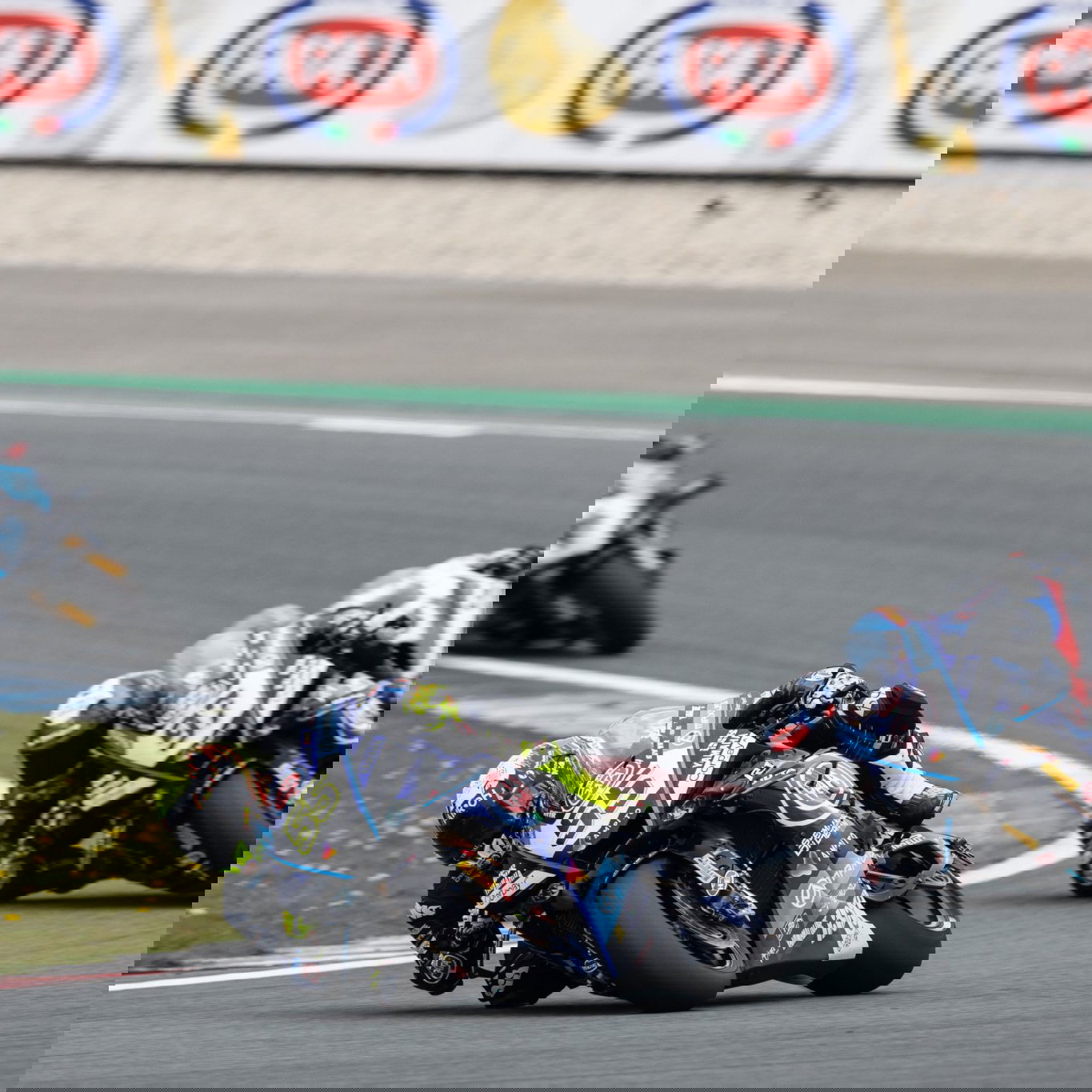 Andrea Locatelli leads Xavi Vierge at 2026 Dutch WorldSBK. Credit: Gold and Goose.
