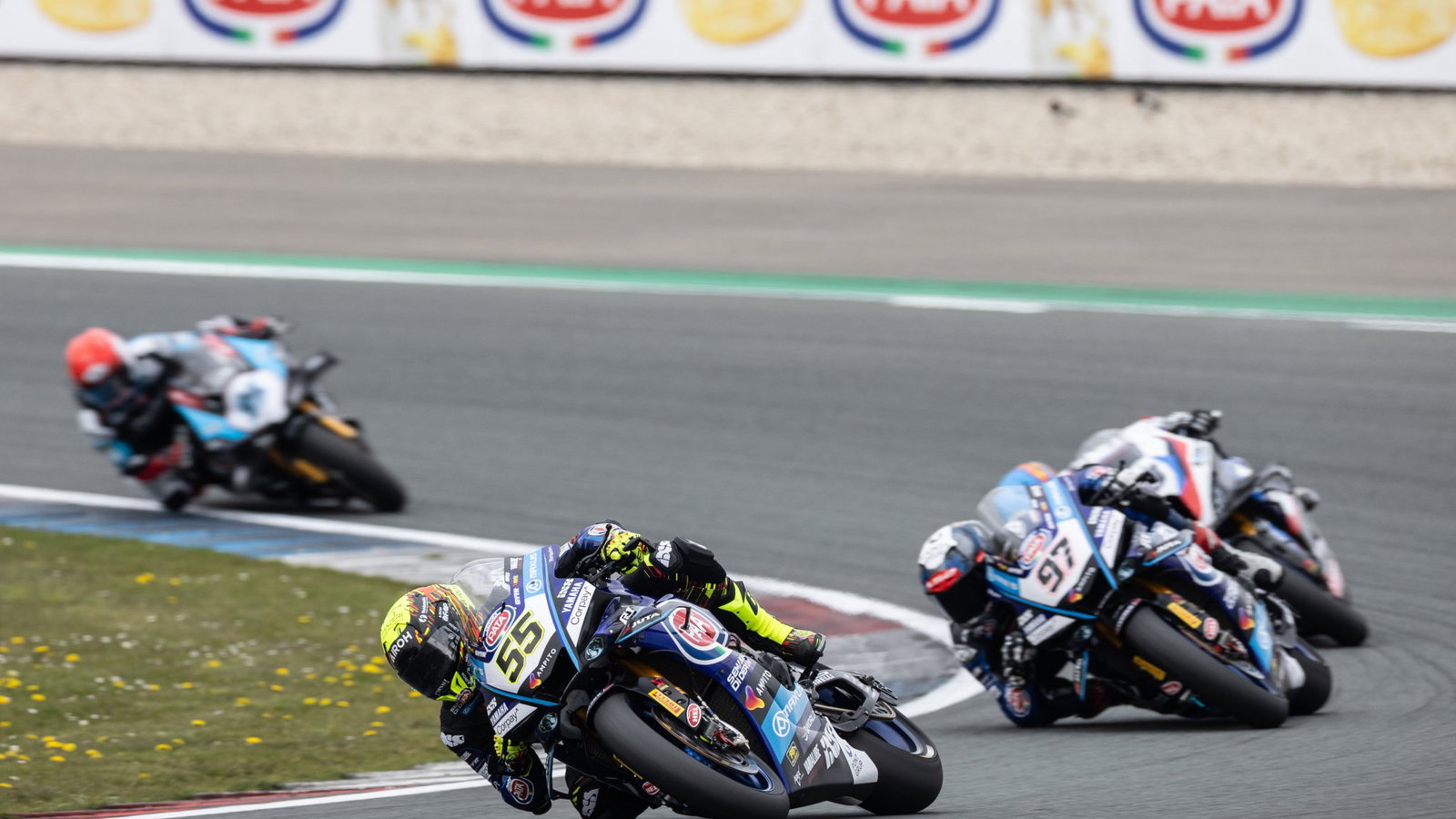 Andrea Locatelli leads Xavi Vierge at 2026 Dutch WorldSBK. Credit: Gold and Goose.