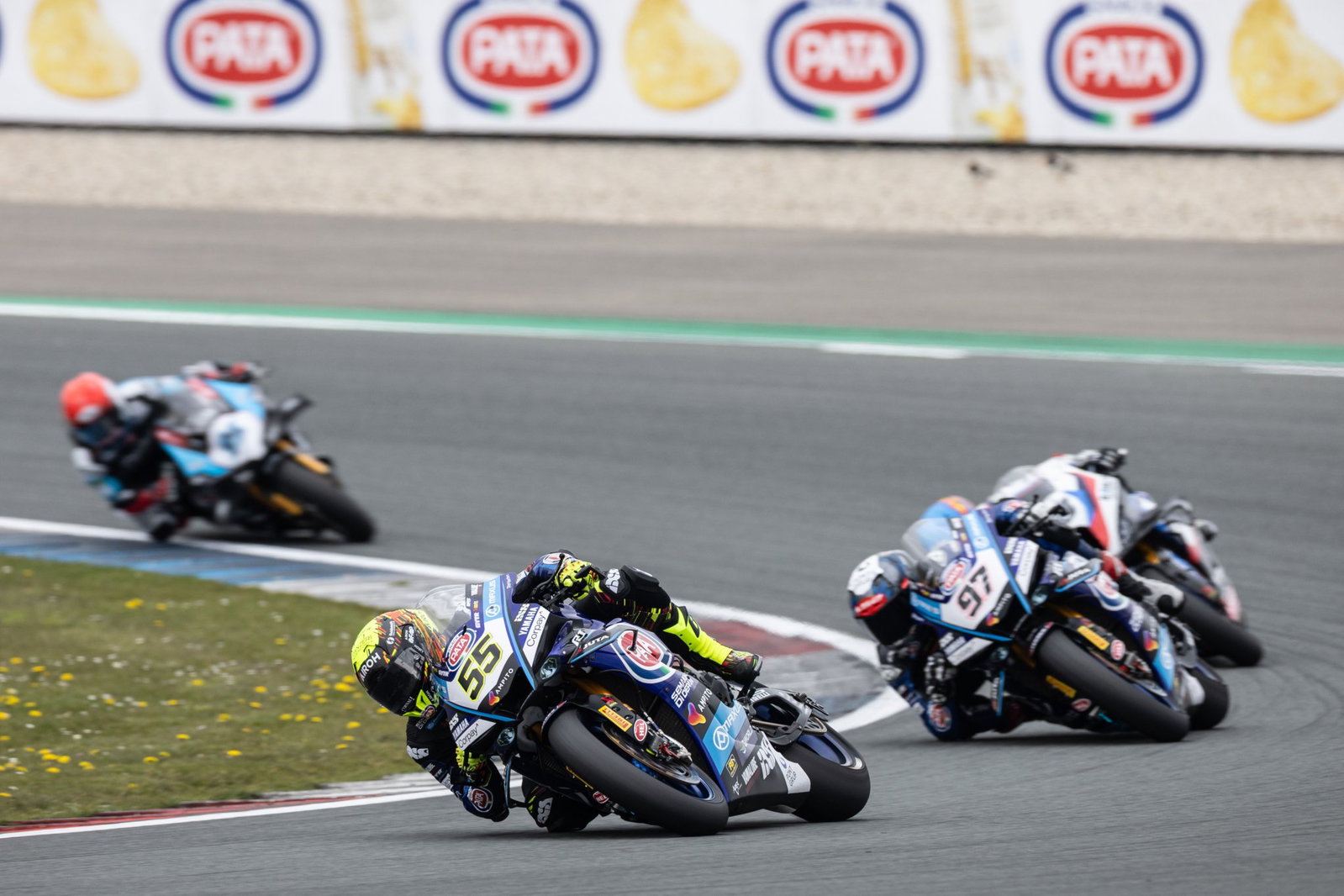 Andrea Locatelli leads Xavi Vierge at 2026 Dutch WorldSBK. Credit: Gold and Goose.