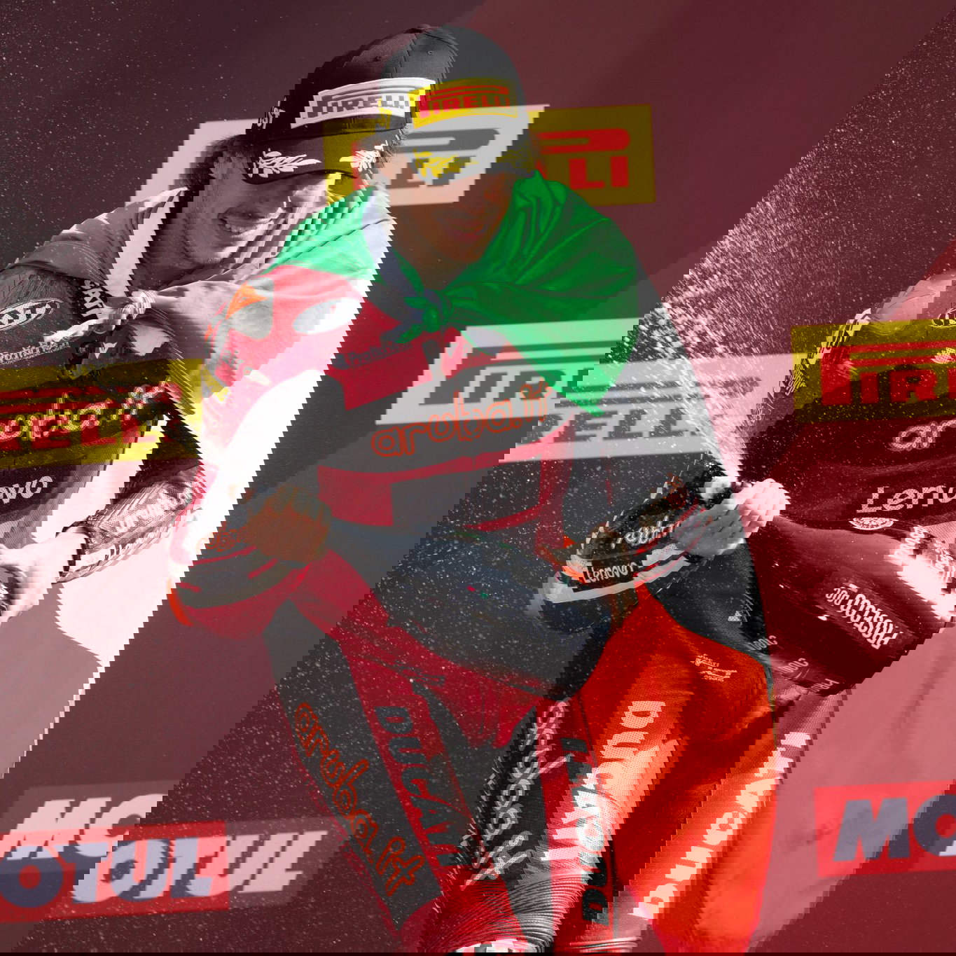 Nicolo Bulega, 2026 Dutch WorldSBK, podium. Credit: Gold and Goose.