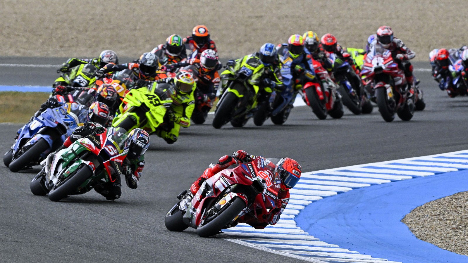Marc Marquez leads 2026 Spanish MotoGP Sprint.