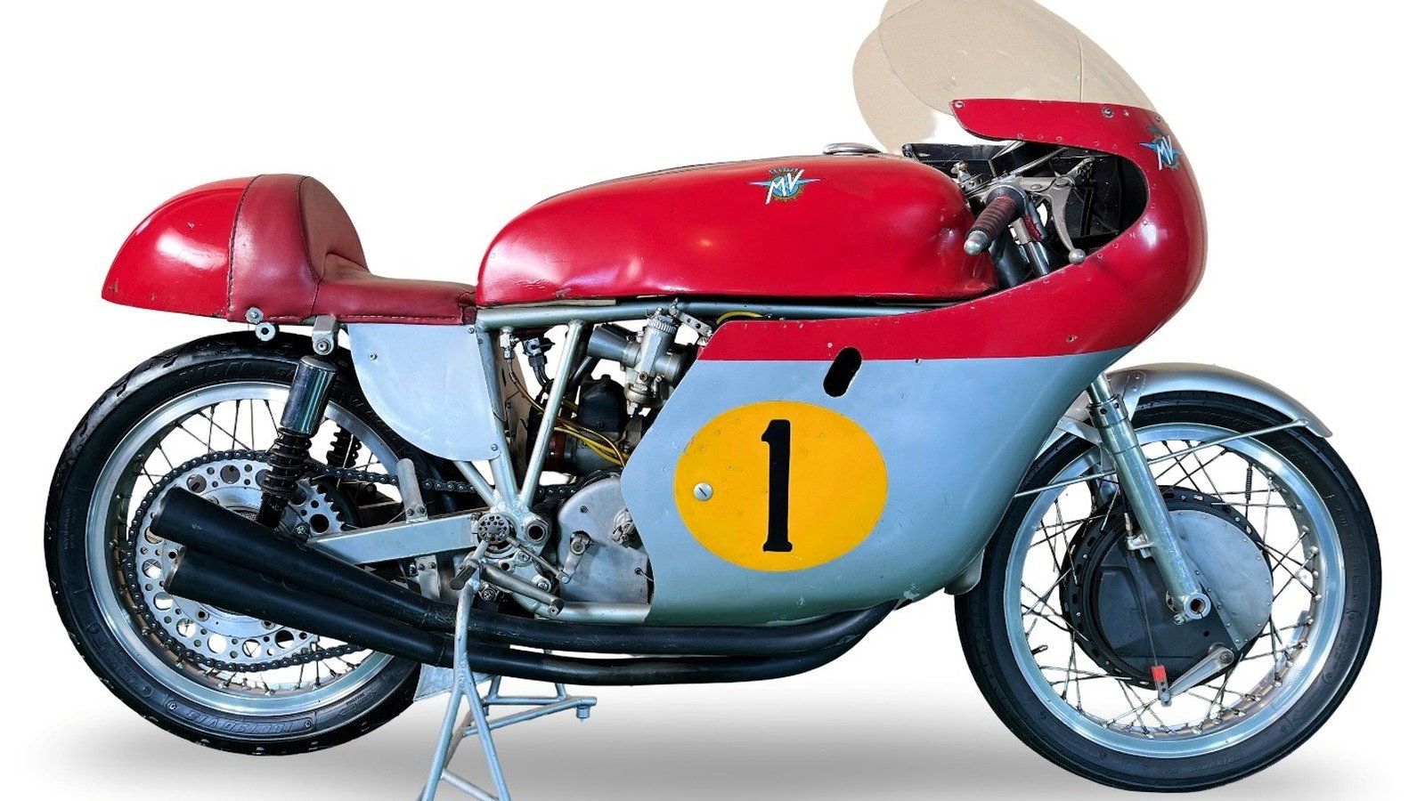 An 1965 MV Agusta 500cc Grand Prix Racing Motorcycle sold for £967,000 including premium.