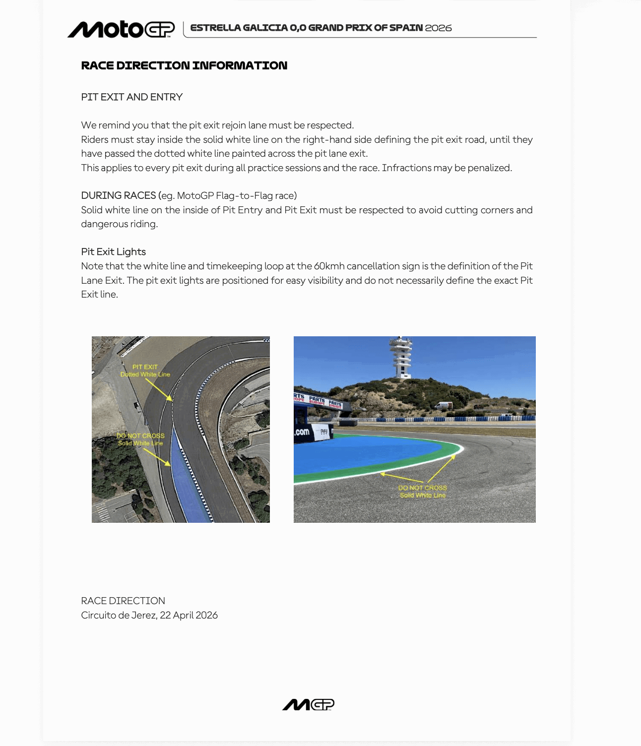 2026 Spanish MotoGP Pitlane entry/exit rules