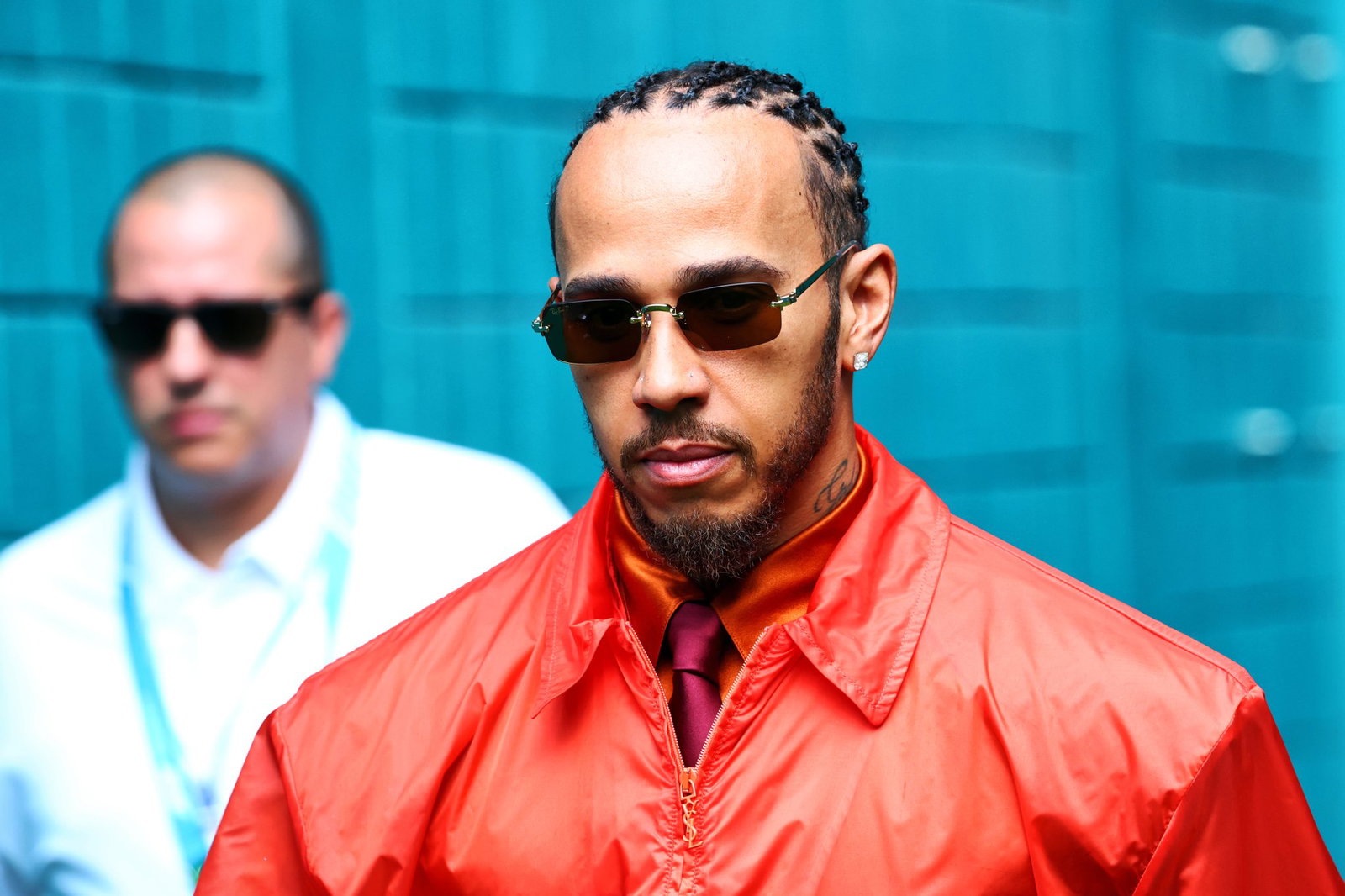 Hamilton in the Miami GP paddock