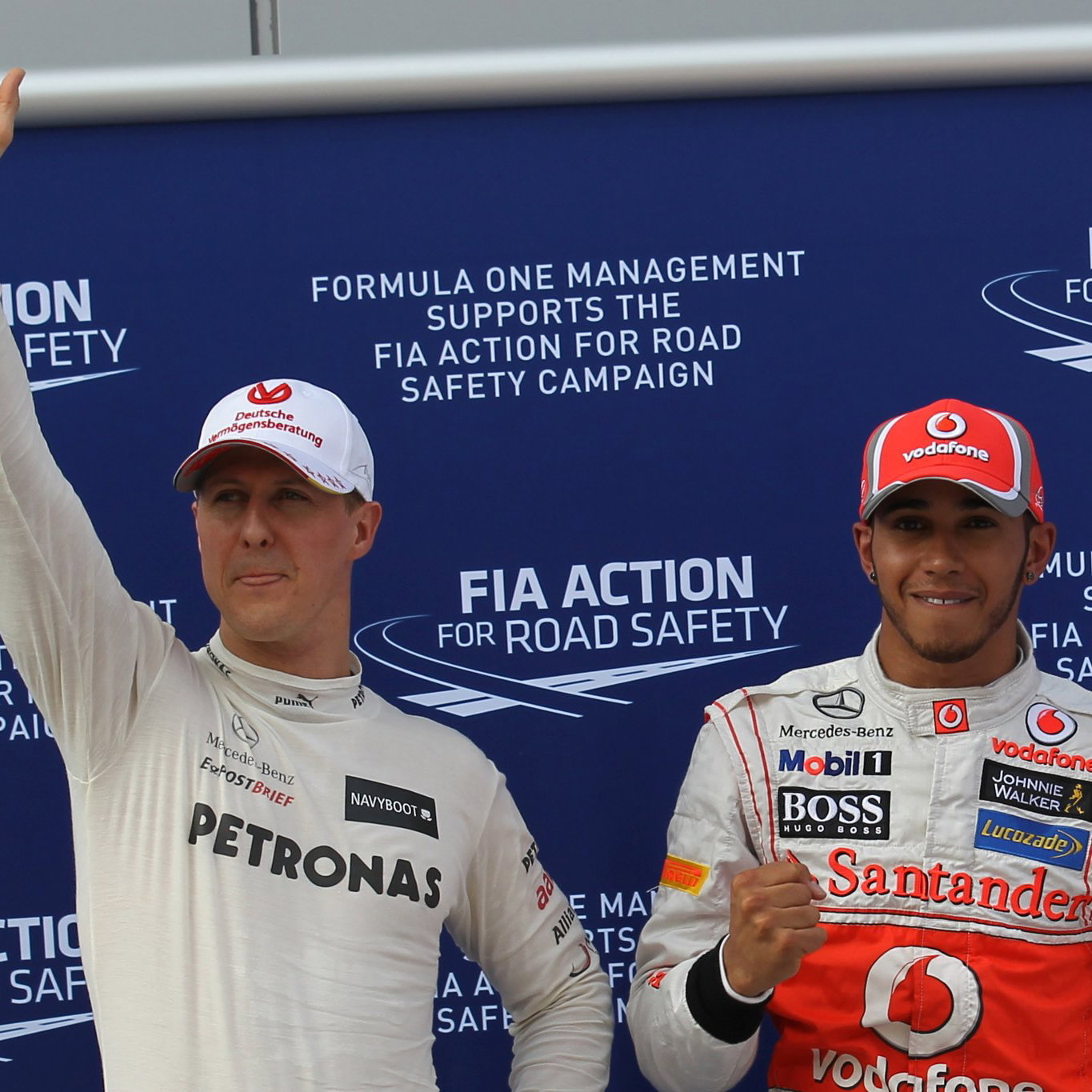 Michael Schumacher and Lewis Hamilton