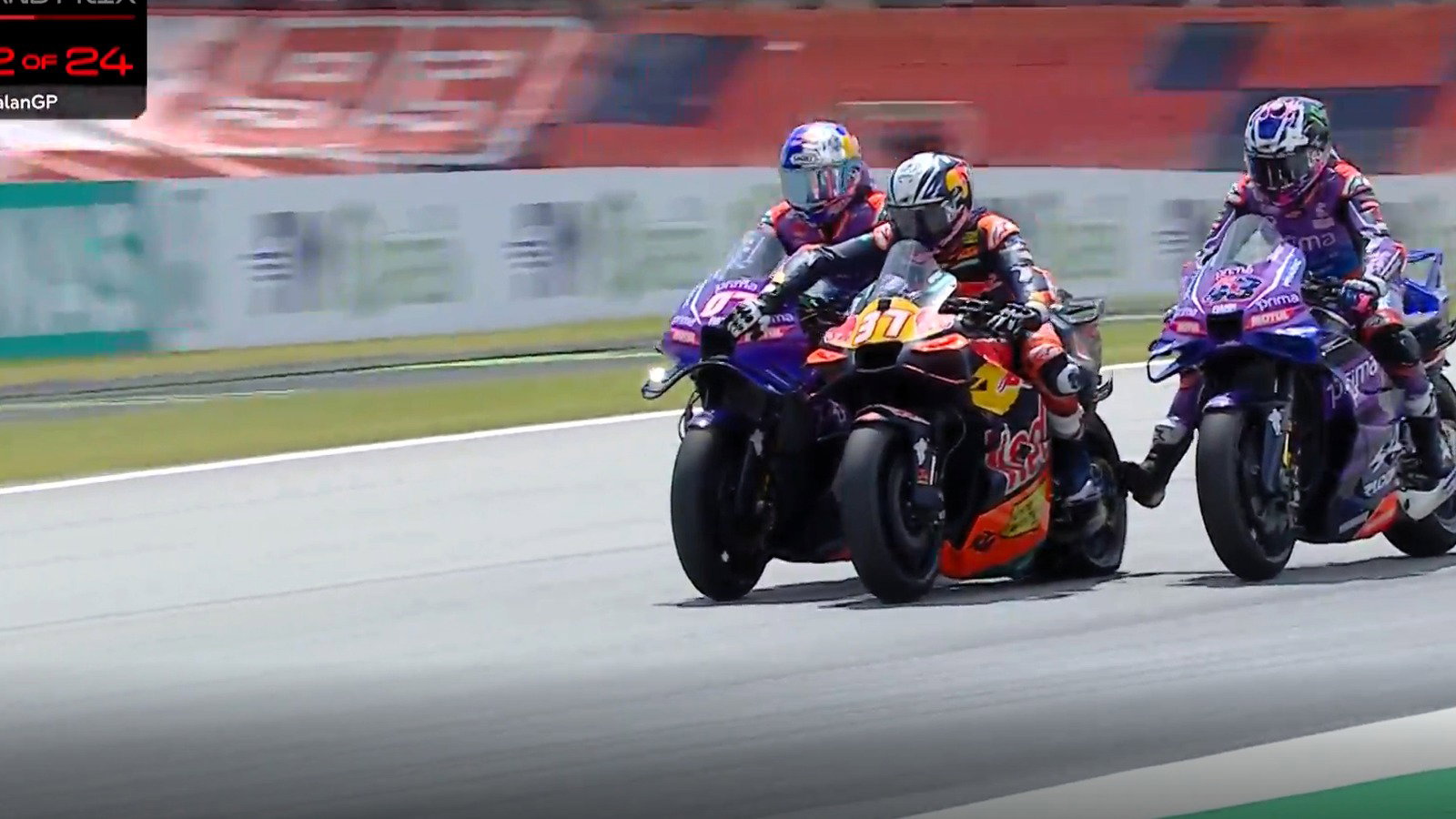 Pedro Acosta gets a push back to the pits (MotoGP.com)