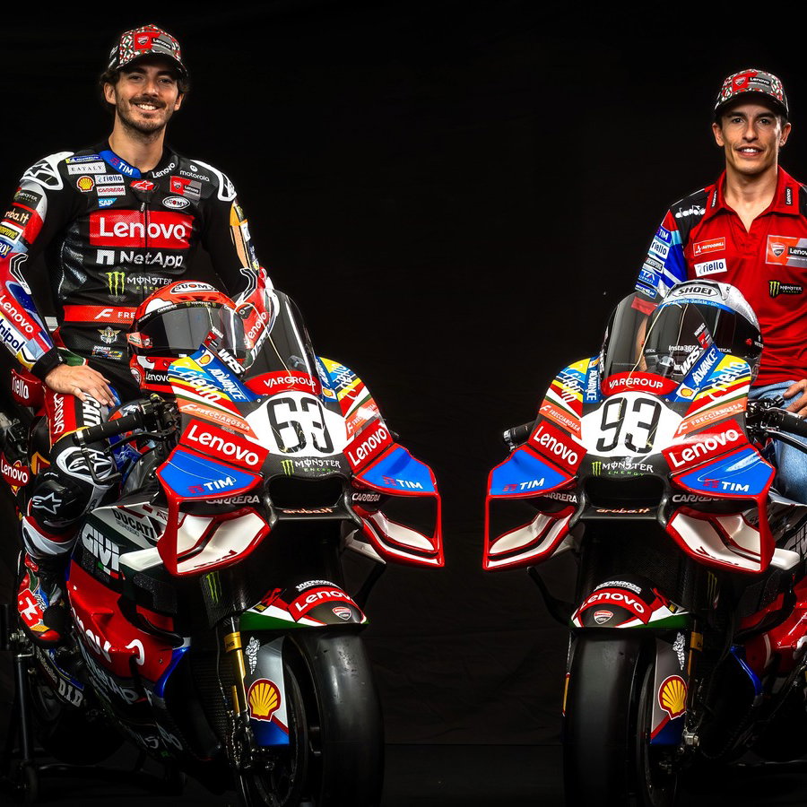 Marc Marquez, Pecco Bagnaia, special Italian MotoGP livery.