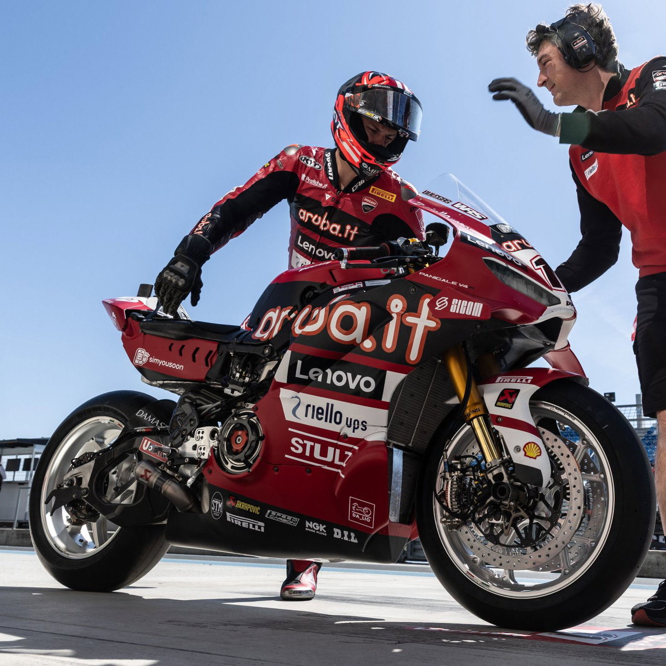 Nicolo Bulega, 2026 Hungarian WorldSBK, pit lane. Credit: Gold and Goose.