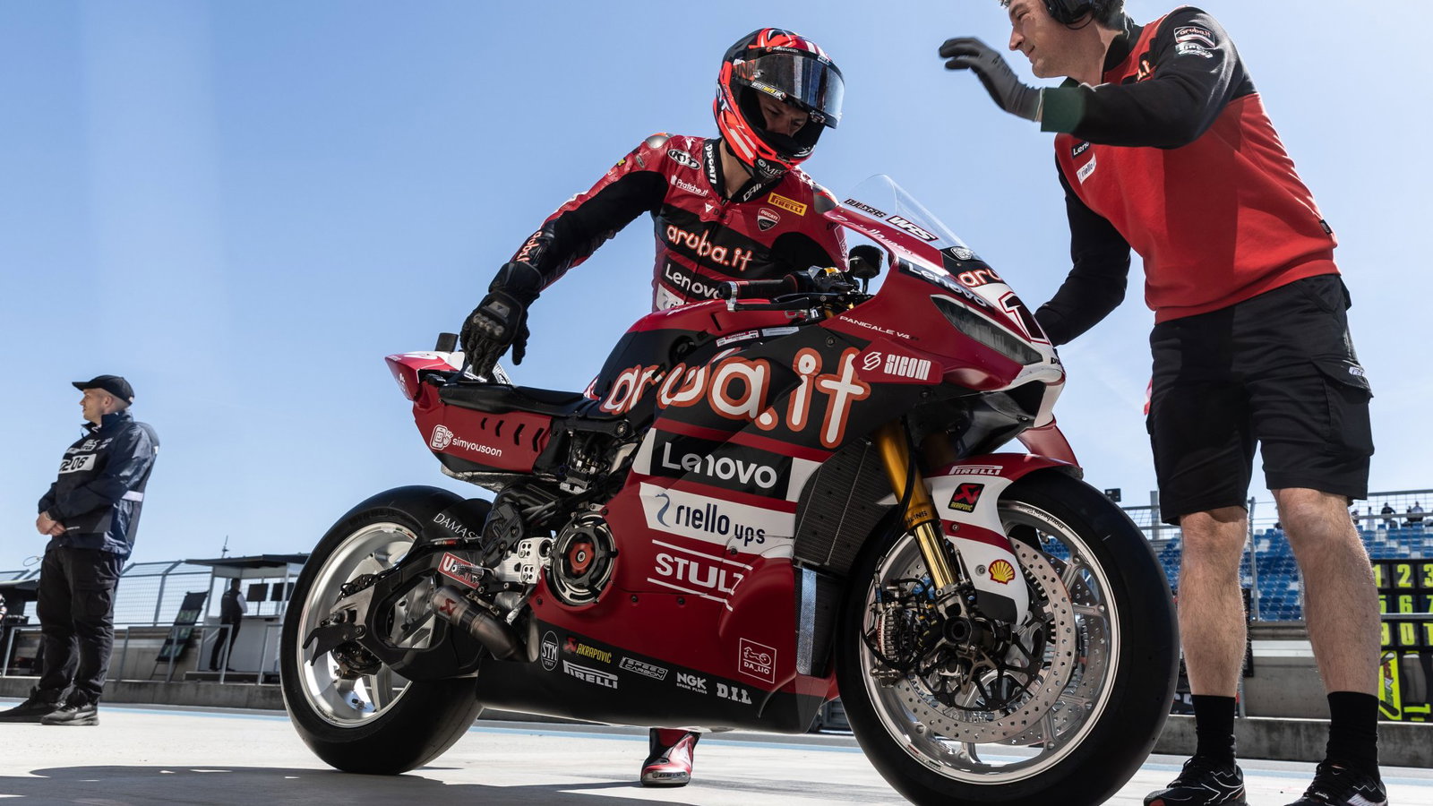 Nicolo Bulega, 2026 Hungarian WorldSBK, pit lane. Credit: Gold and Goose.