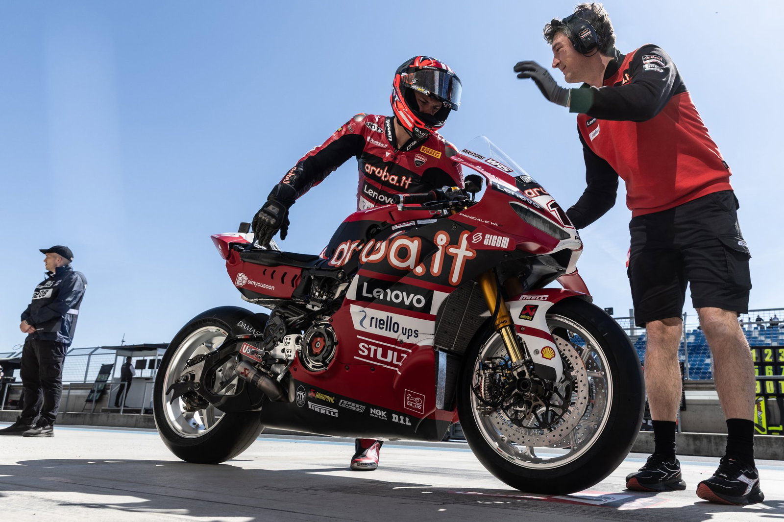 Nicolo Bulega, 2026 Hungarian WorldSBK, pit lane. Credit: Gold and Goose.